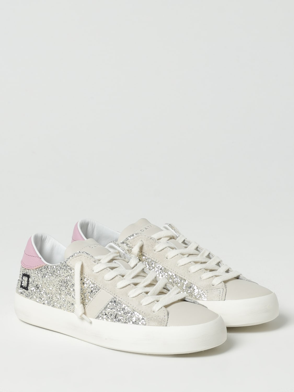 D.A.T.E. SNEAKERS: Sneakers Hill D.A.T.E. in pelle e glitter, Platino - Img 2