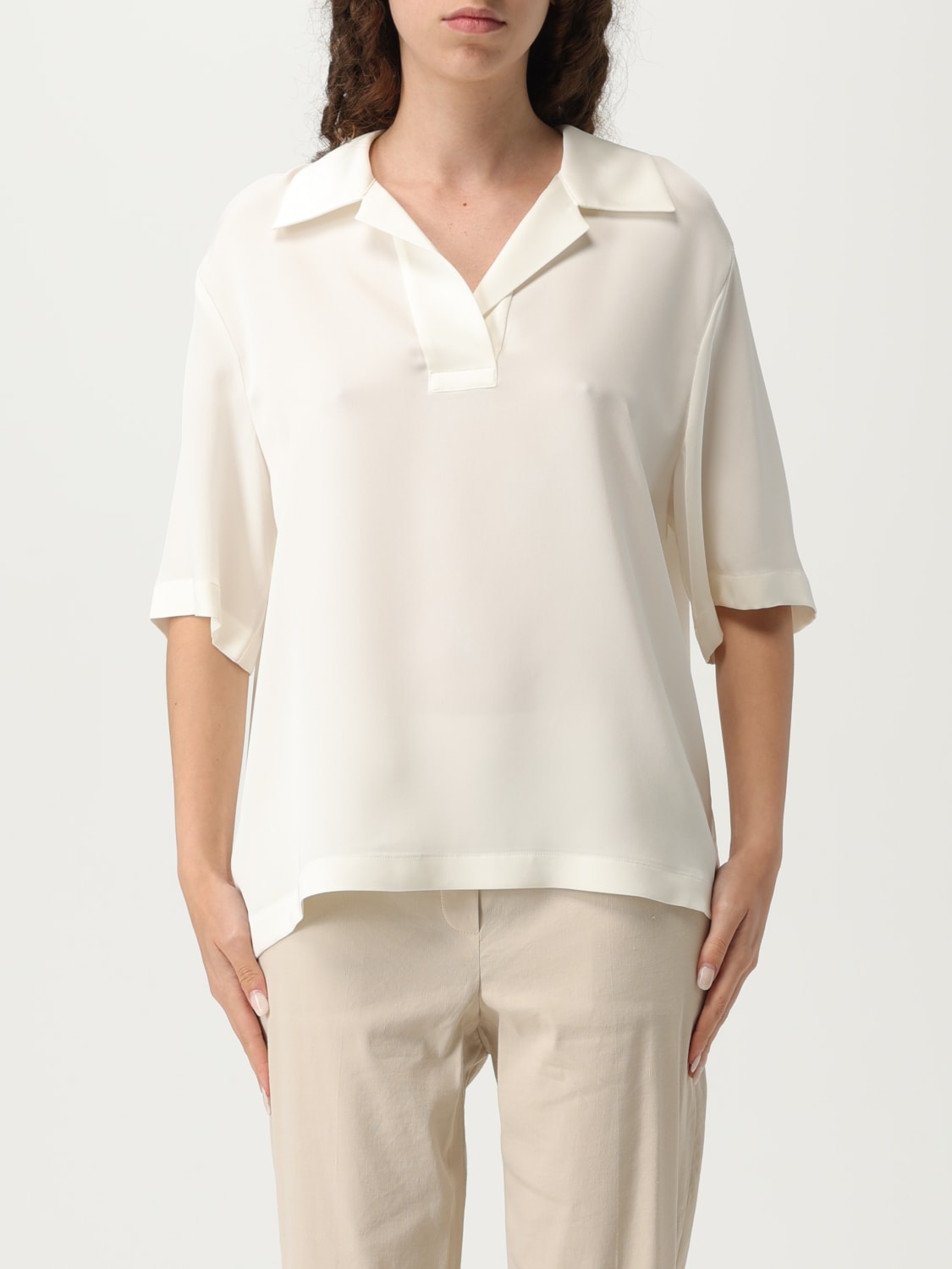 THEORY POLO: Polo in seta Theory , Avorio - Img 1