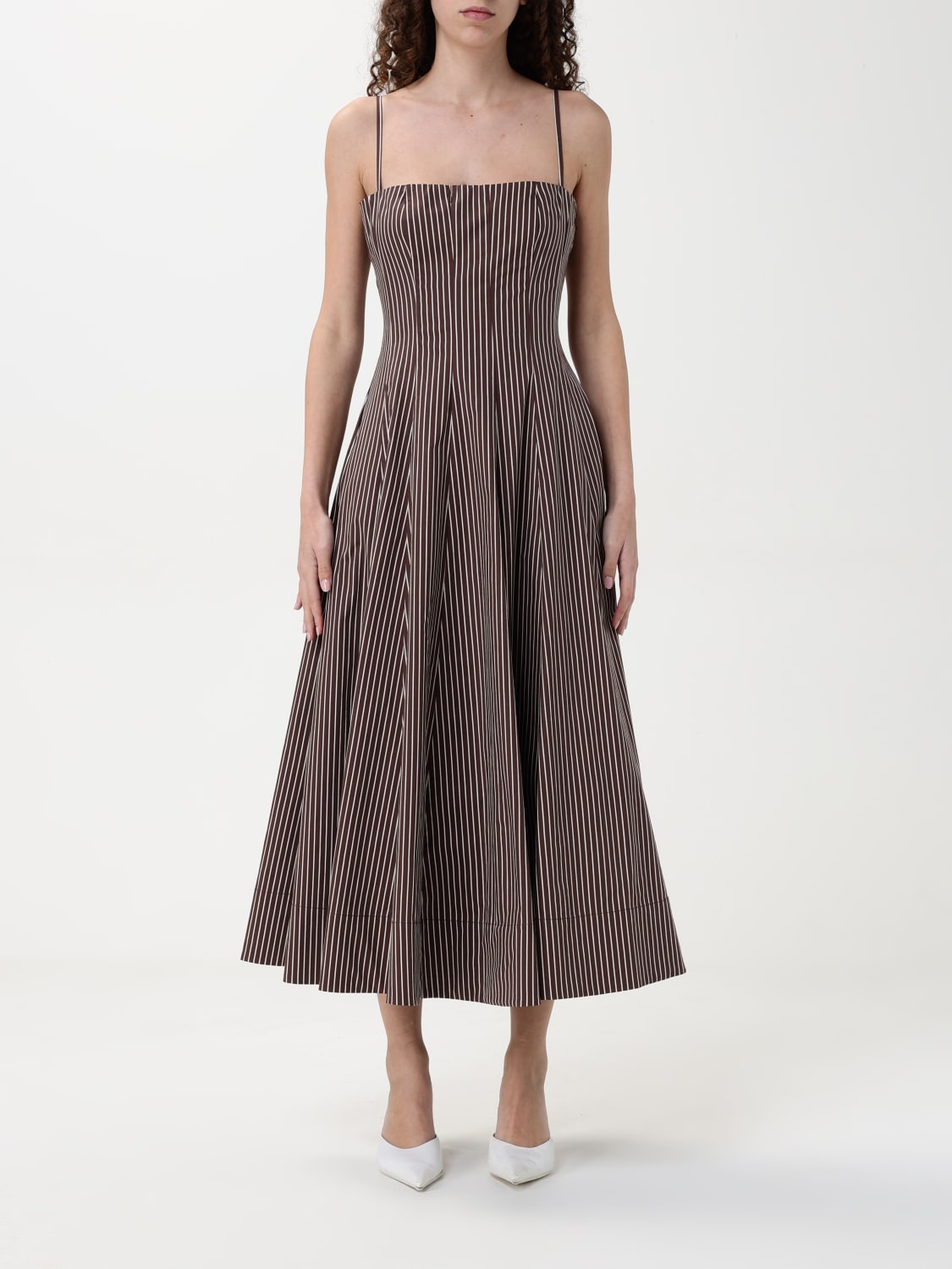 ワンピース STAUD Woman Dress Brown R25S2108YP DKMS STAUD: Dress woman - Brown | Staud dress R25S2108YP online