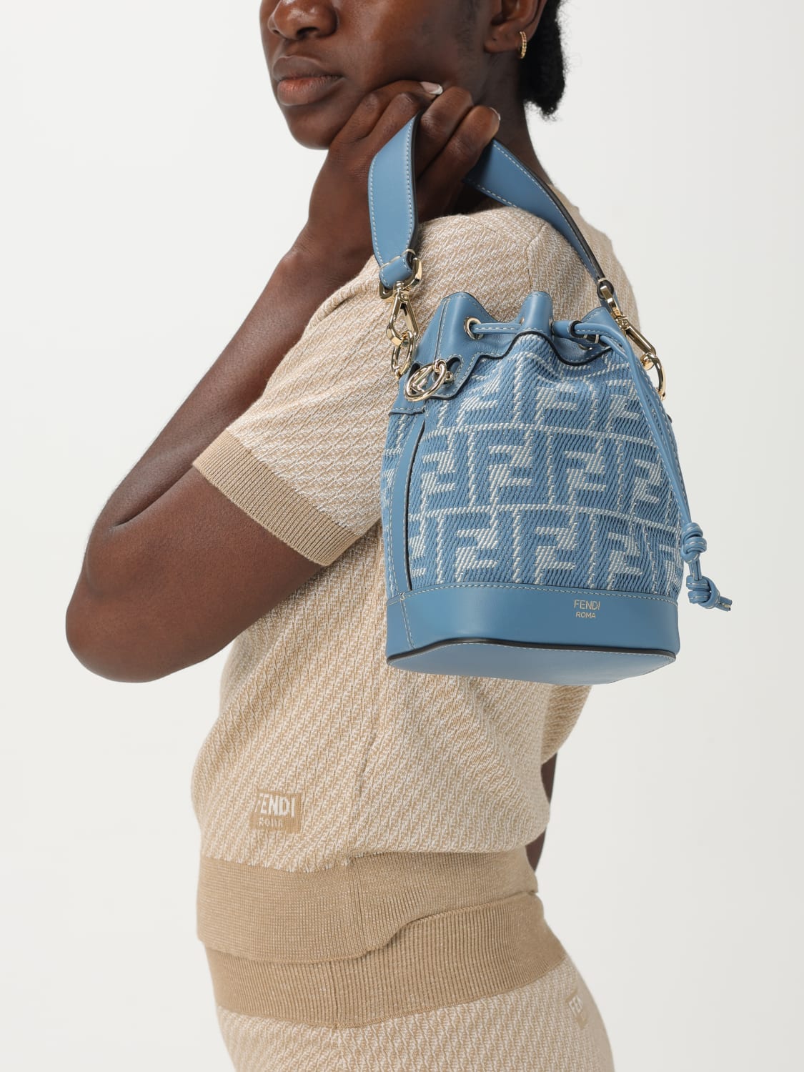 FENDI MINI BOLSO: Bolso de hombro mujer Fendi, Azul Claro - Img 2