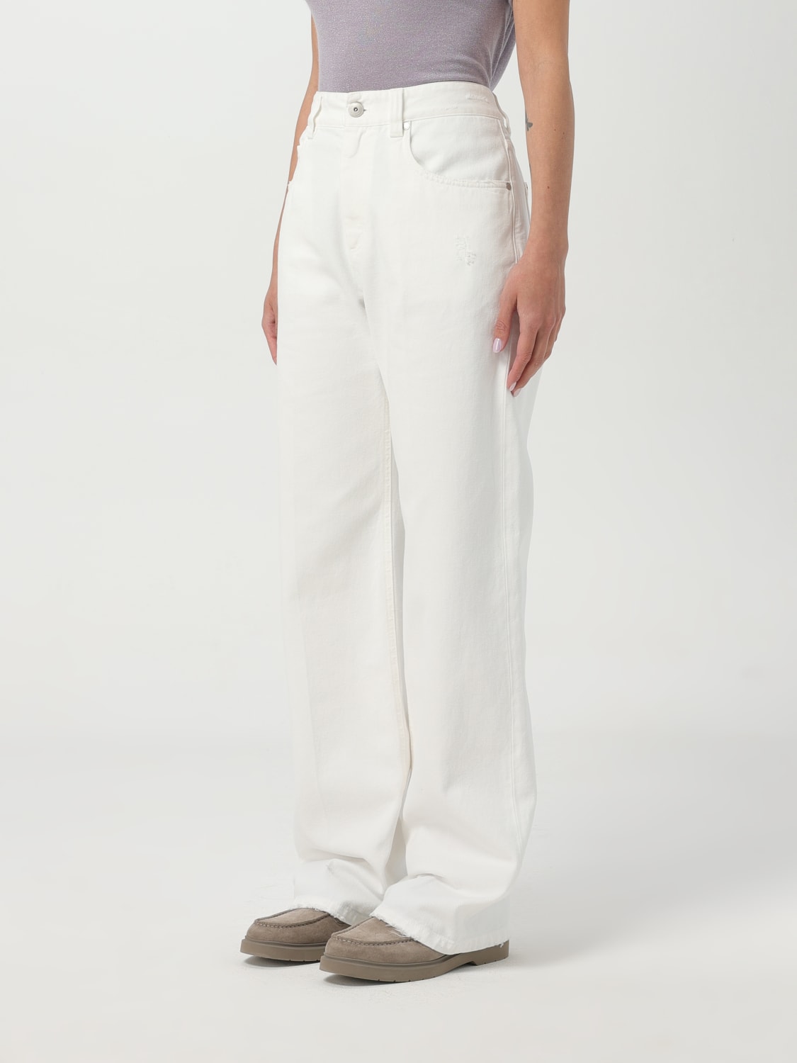Gabardine trousers for Man in Ecru | Brunello Cucinelli