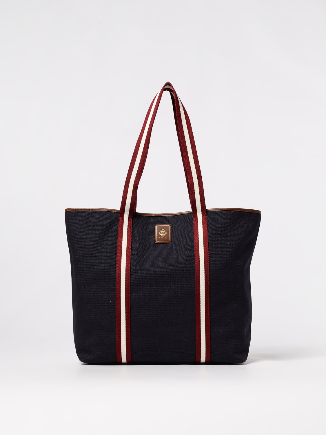 BALLY BORSA A SPALLA: Borsa Bally in canvas di cotone e pelle , Blue Navy - Img 1