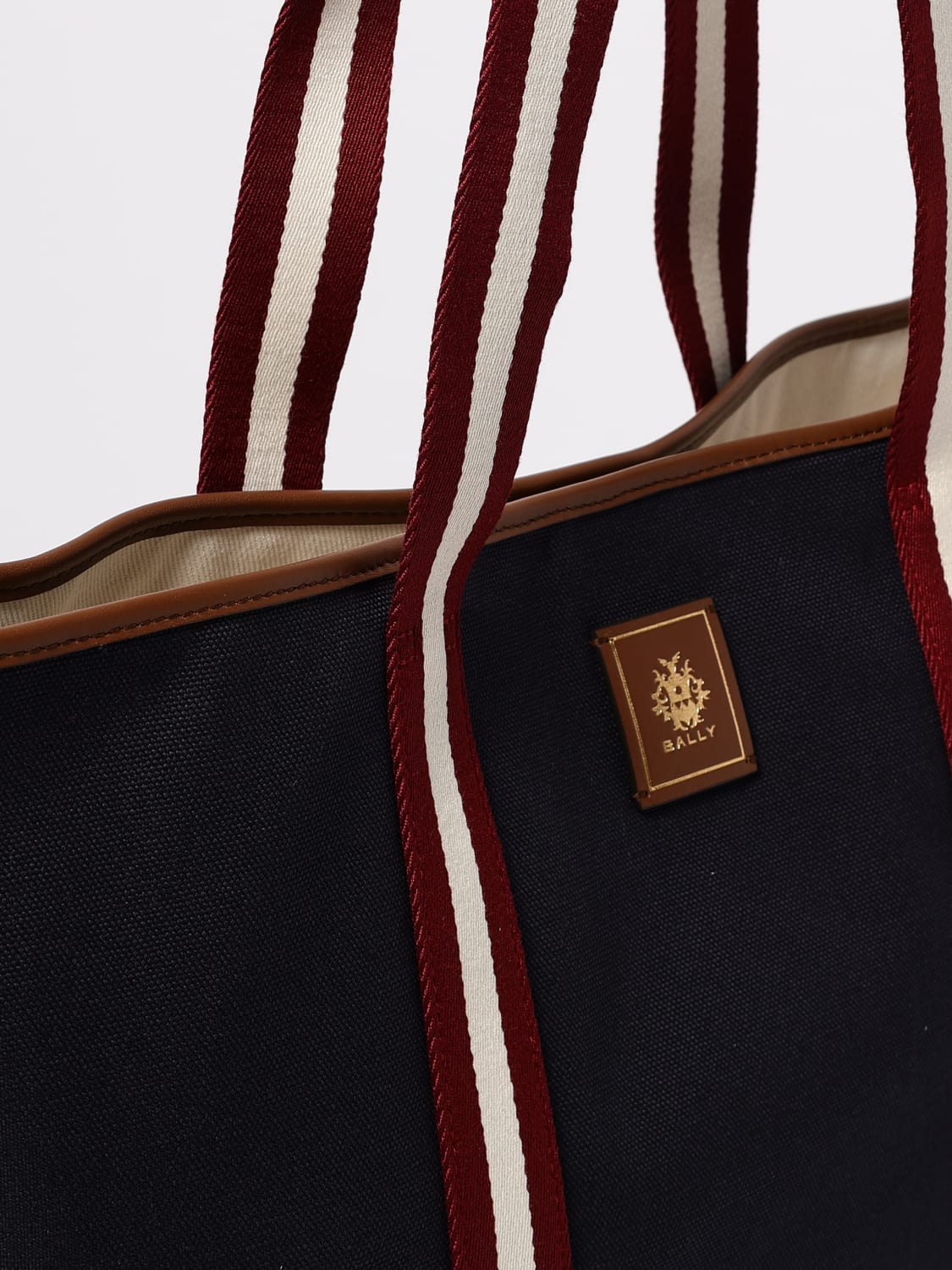 BALLY BORSA A SPALLA: Borsa Bally in canvas di cotone e pelle , Blue Navy - Img 3