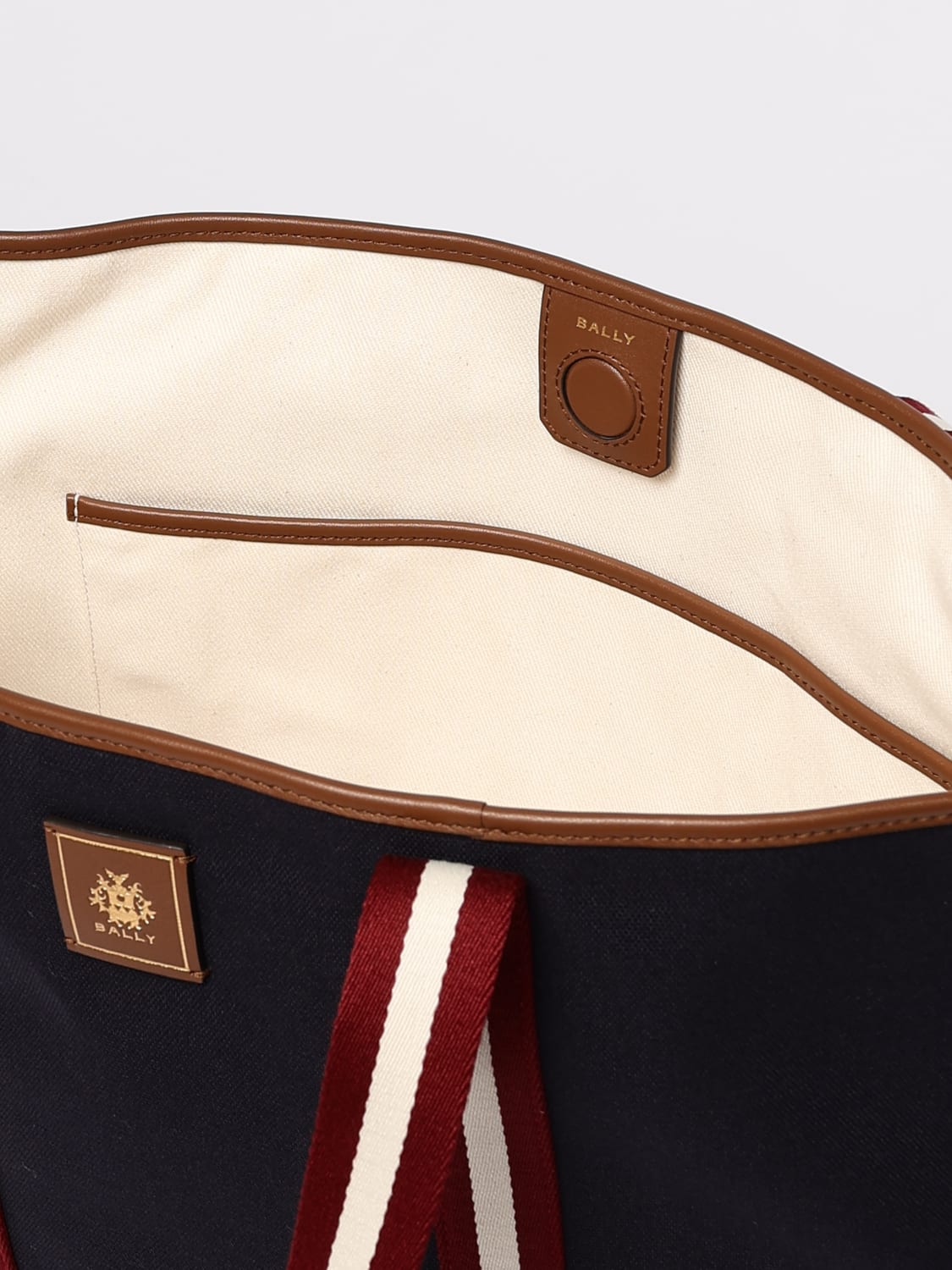 BALLY BORSA A SPALLA: Borsa Bally in canvas di cotone e pelle , Blue Navy - Img 4