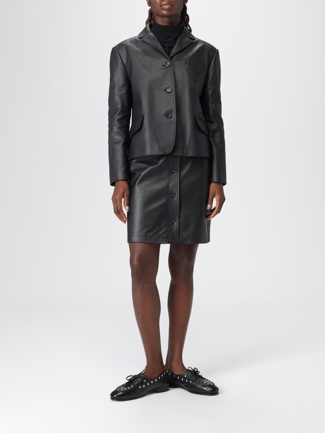 BALLY GONNA: Gonna mini Bally in pelle , Nero - Img 2