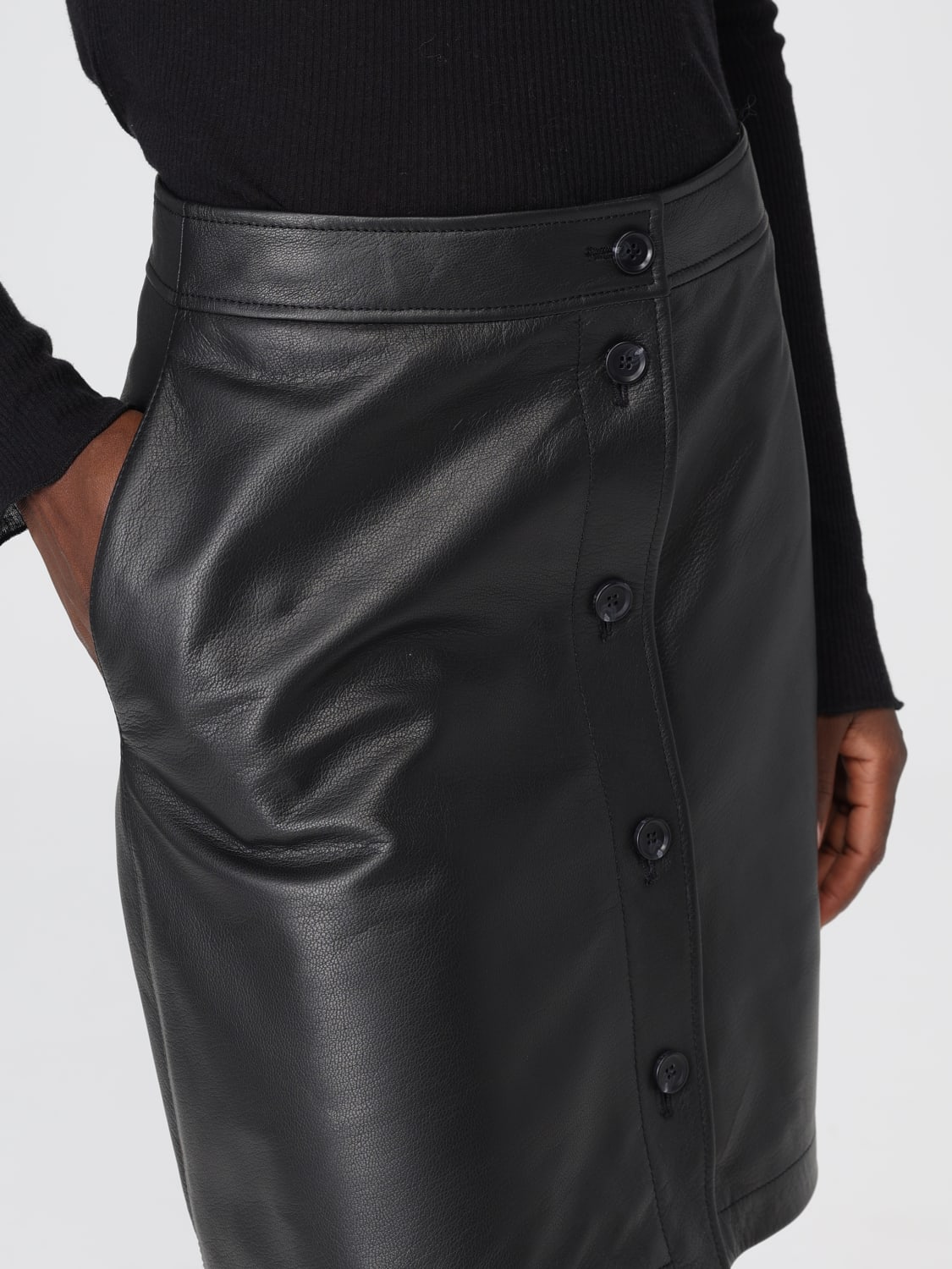 BALLY GONNA: Gonna mini Bally in pelle , Nero - Img 5