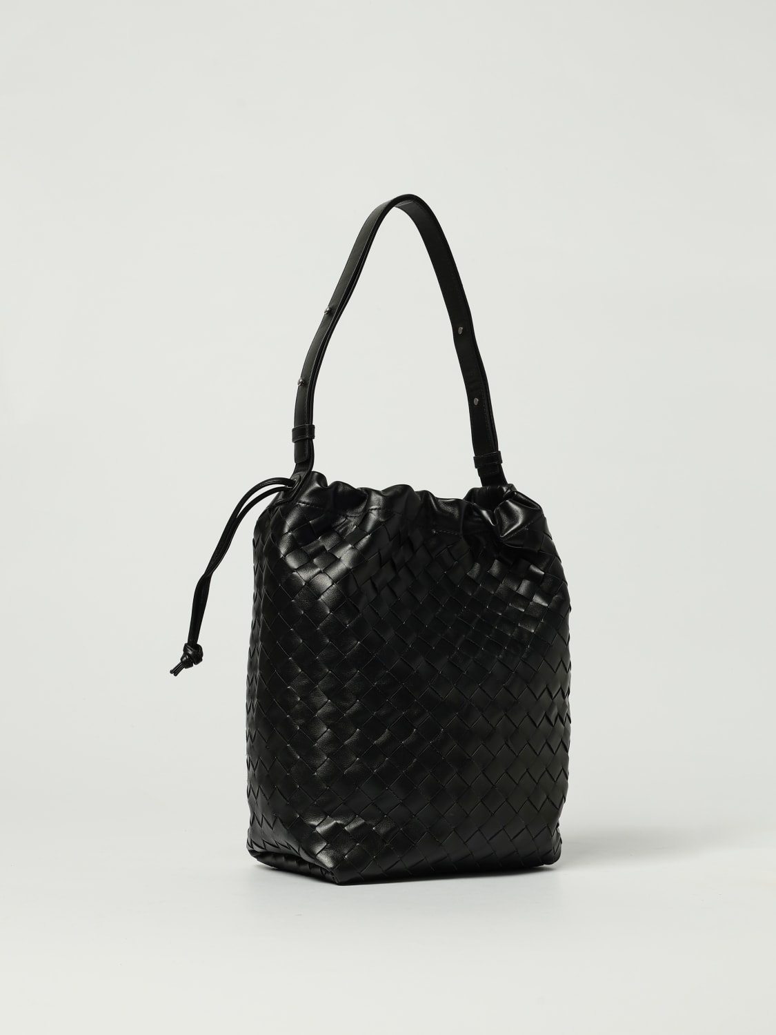 BOTTEGA VENETA BORSA A TRACOLLA: Borsa a secchiello in pelle intrecciata Bottega Veneta, Nero - Img 3