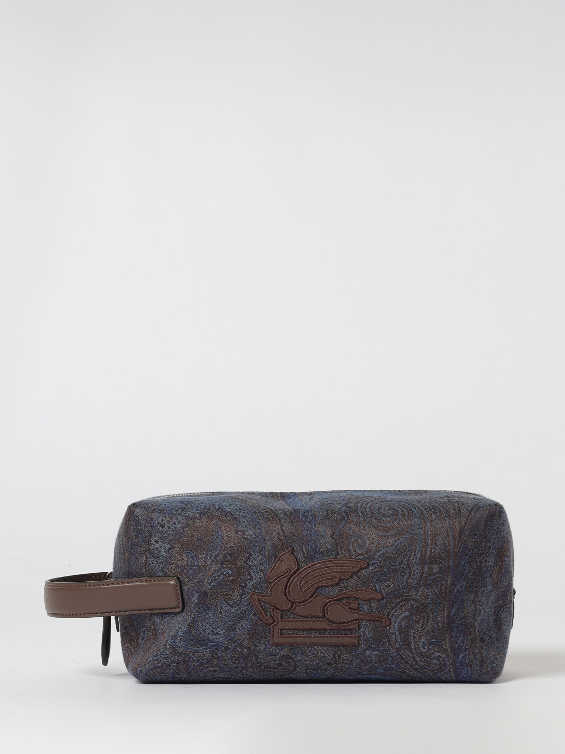 ETRO ACCESSORI BEAUTY: Pouch Arnica Etro in cotone spalmato stampa Paisley, Blue - Img 1