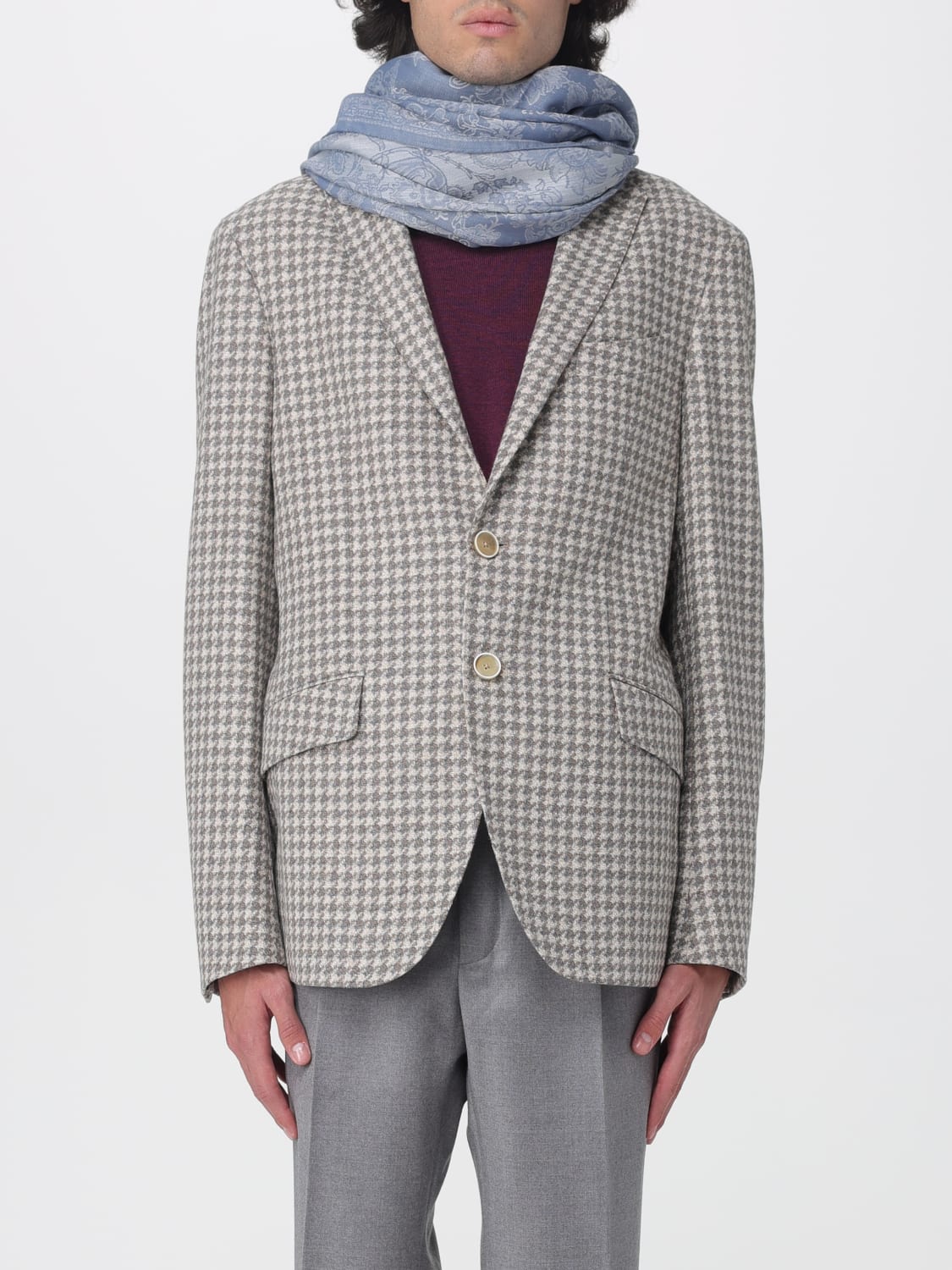 ETRO SCIARPA: Sciarpa Etro in misto viscosa jacquard , Azzurro - Img 2