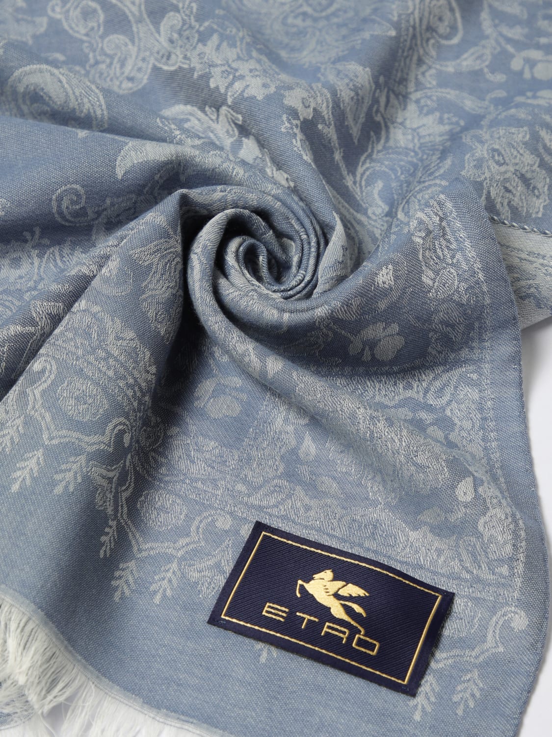 ETRO SCIARPA: Sciarpa Etro in misto viscosa jacquard , Azzurro - Img 3