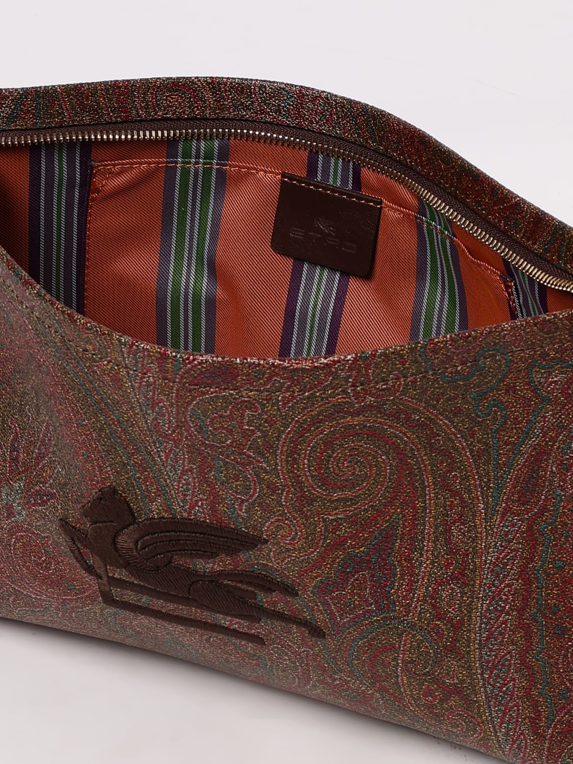 ETRO PORTADOCUMENTI: Pouch Large Arnica Etro in cotone spalmato stampa Paisley, Beige - Img 5