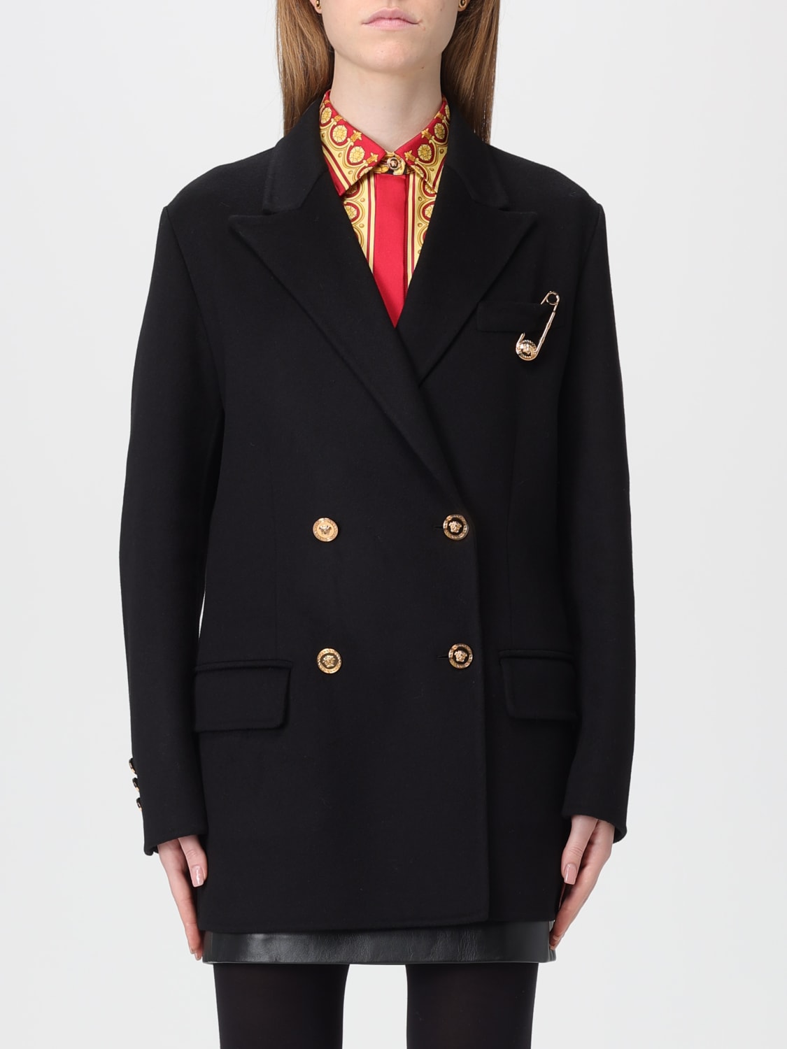 VERSACE COAT: Coat woman Versace, Black - Img 1