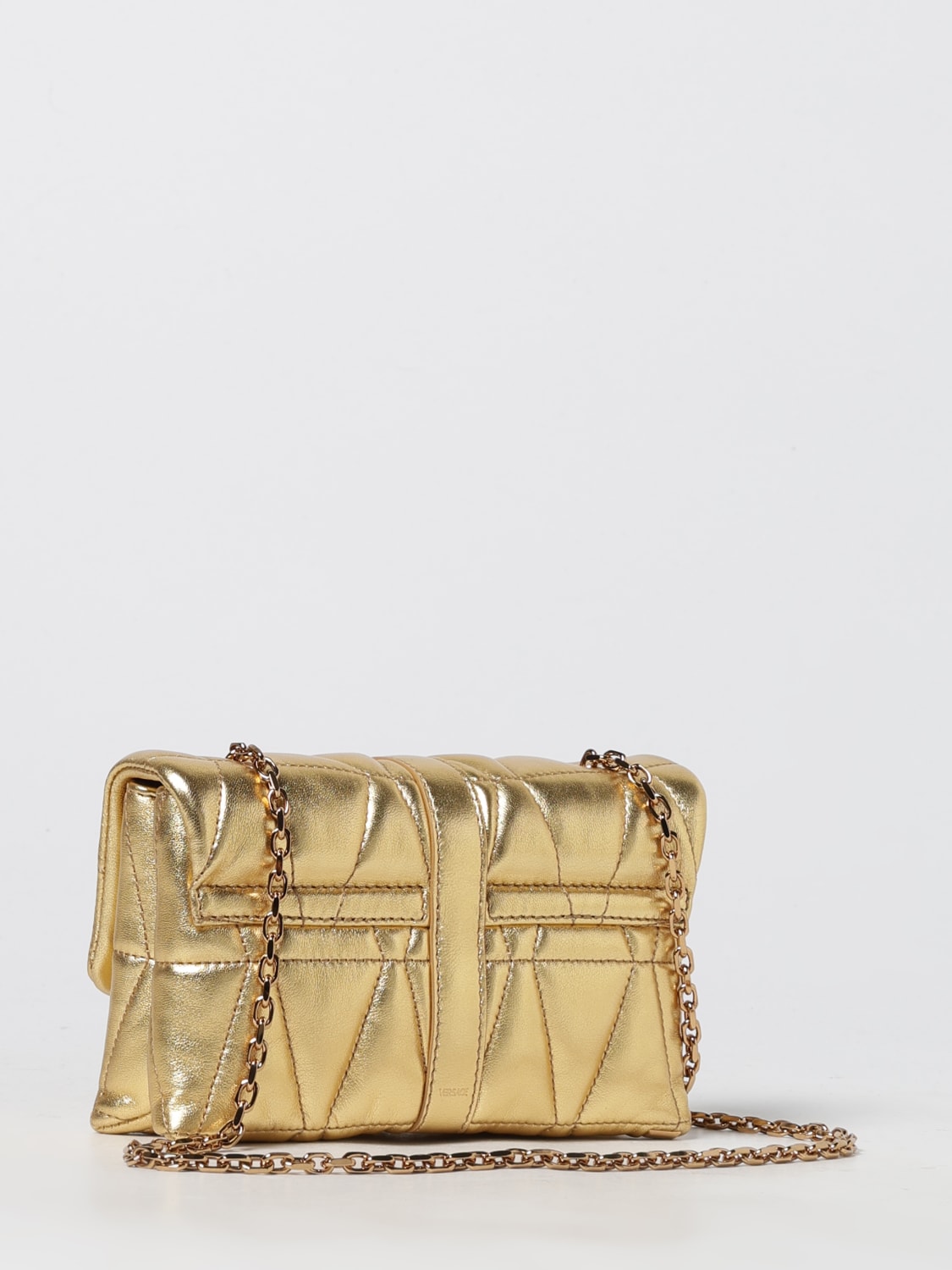 VERSACE BORSA MINI: Borsa Kleio Versace in nappa laminata trapuntata , Oro - Img 3