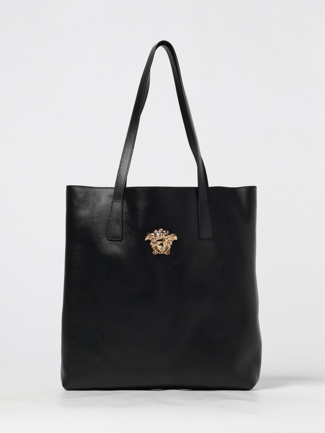 VERSACE BORSA A TRACOLLA: Shopper La Medusa in pelle Versace, Nero - Img 1