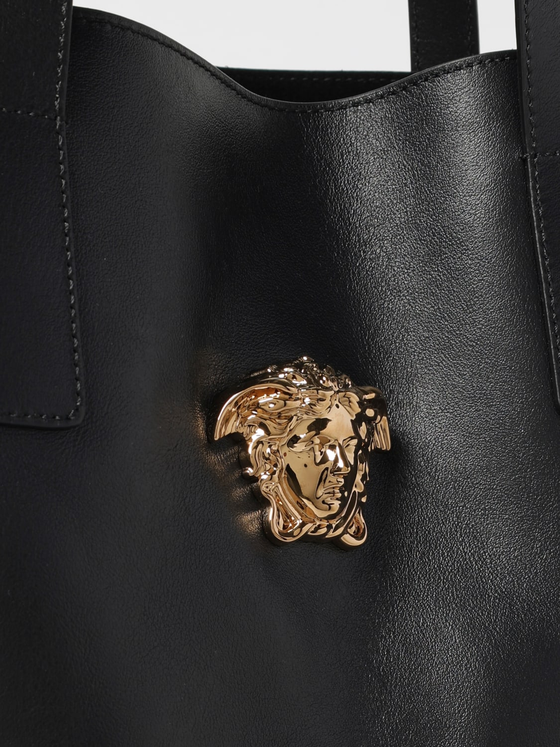 VERSACE BORSA A TRACOLLA: Shopper La Medusa in pelle Versace, Nero - Img 4