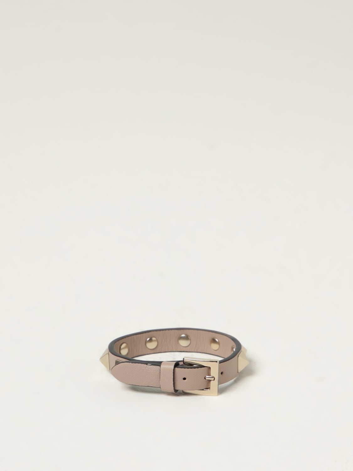 VALENTINO GARAVANI GIOIELLO: Bracciale Rockstud Valentino Garavani in pelle , Cipria - Img 2