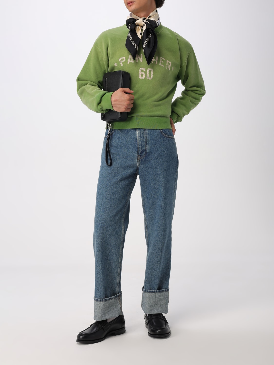 VALENTINO FELPA: Felpa Chez Valentino in cotone , Verde - Img 2