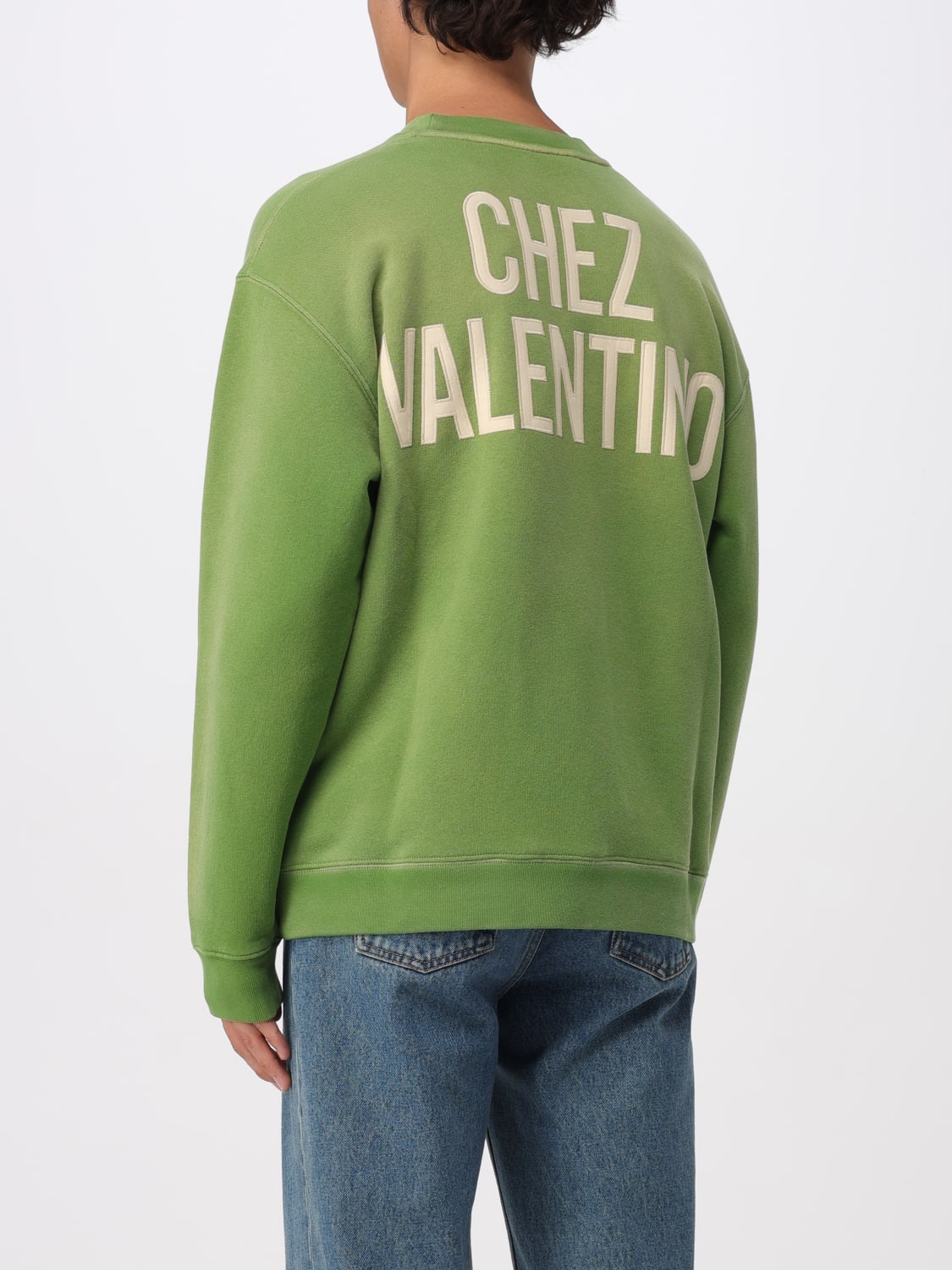 VALENTINO FELPA: Felpa Chez Valentino in cotone , Verde - Img 3