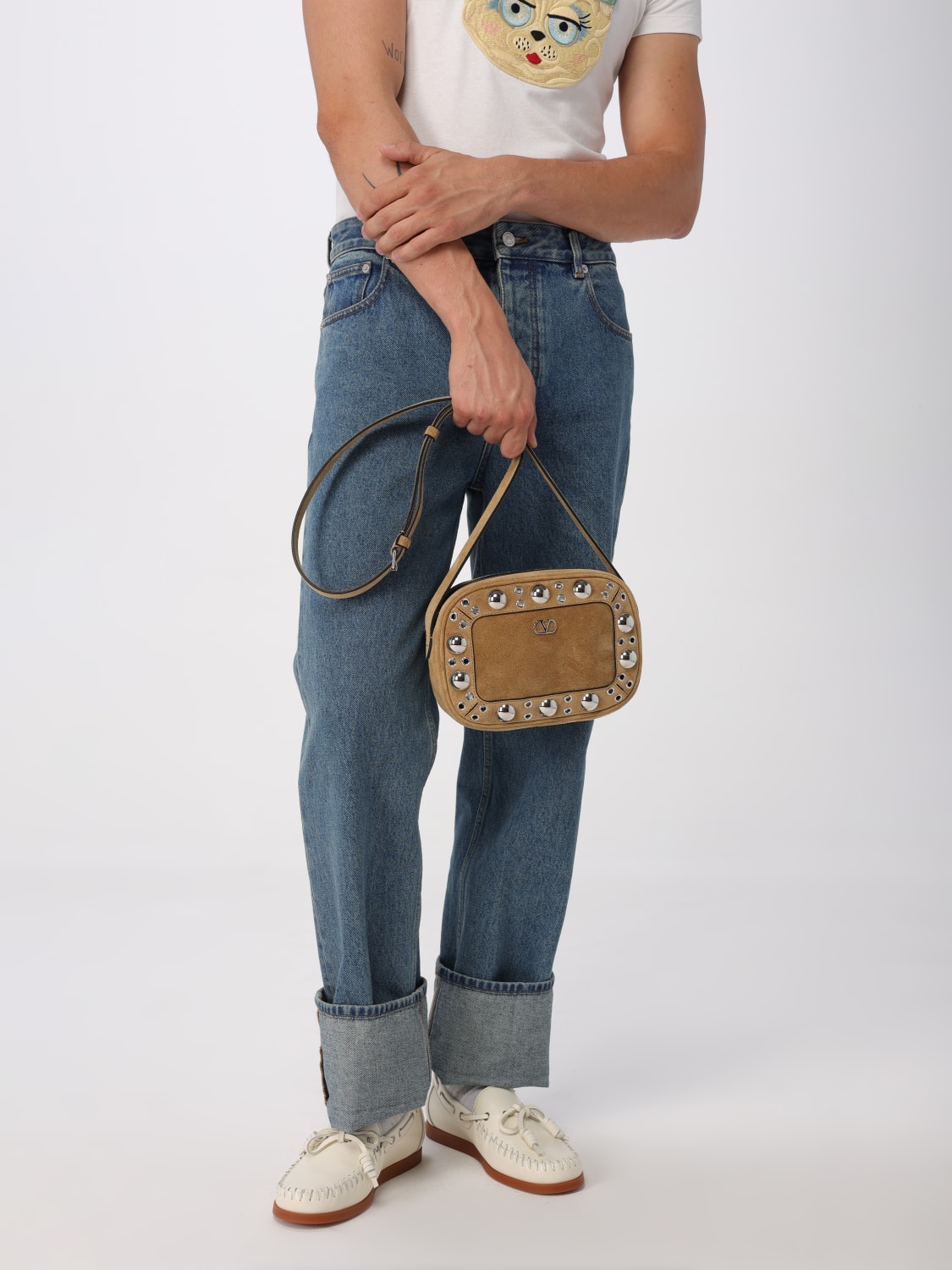 VALENTINO GARAVANI SHOULDER BAG: Bags men Valentino Garavani, Beige - Img 2