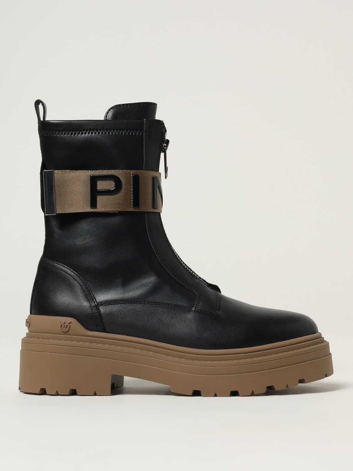 PINKO STIVALI: Stivaletto Pinko in pelle , Nero - Img 1