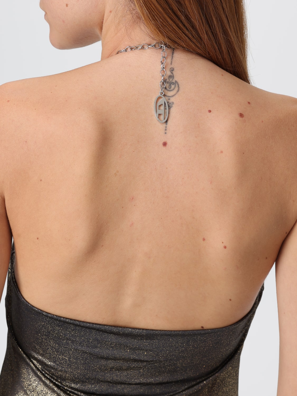 DIESEL TOP: Top t-ireni crop Diesel in acetato metallizzato, Argento - Img 3