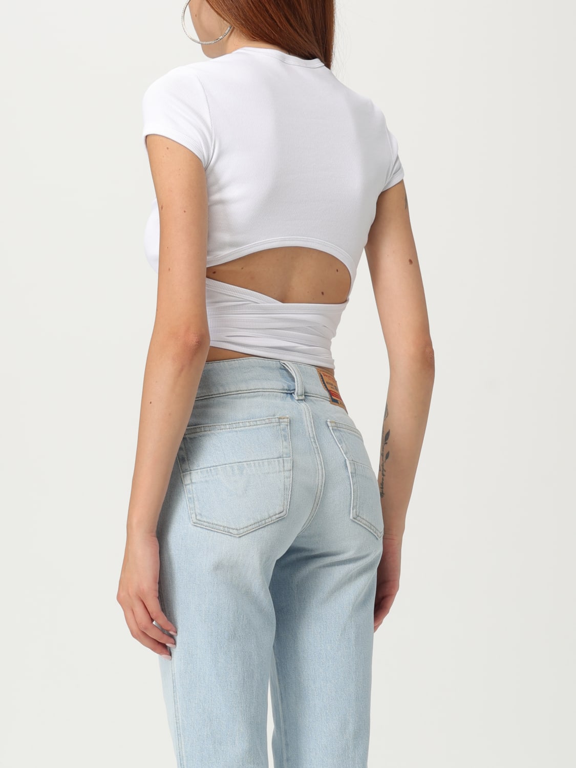Tシャツ・カットソー DIESEL Woman T-Shirt White A193370EJAI 100 Women's T-shirt with wrap ties | White | Diesel
