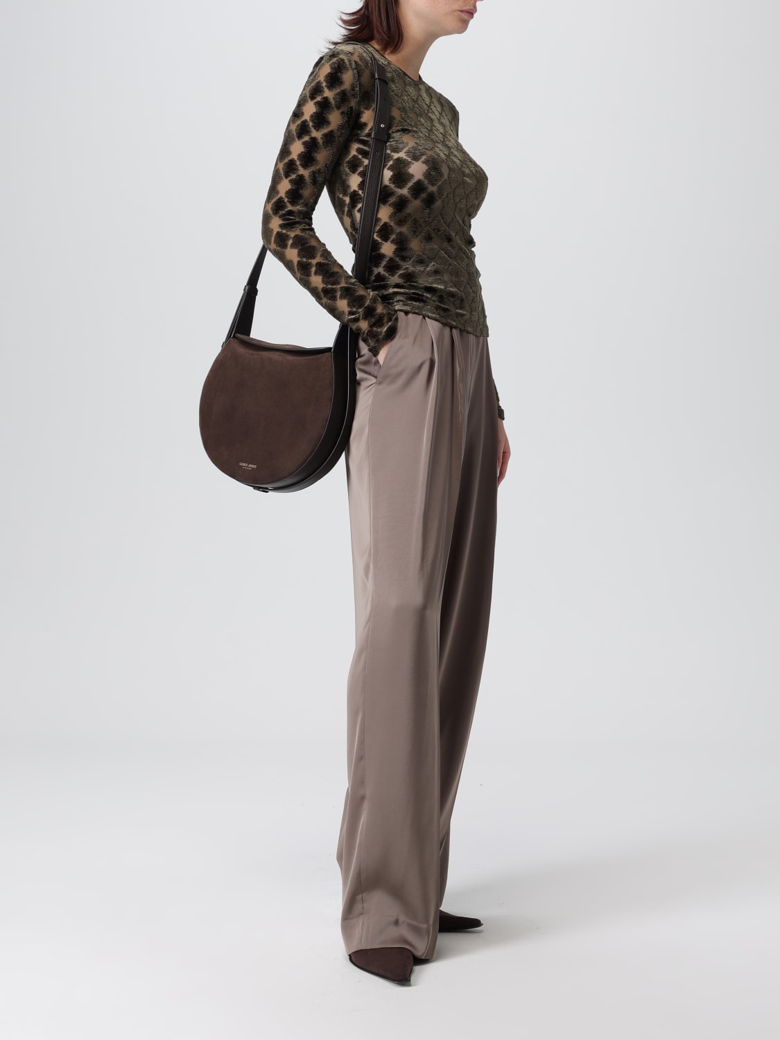 GIORGIO ARMANI SHOULDER BAG: Shoulder bag woman Giorgio Armani, Brown - Img 2