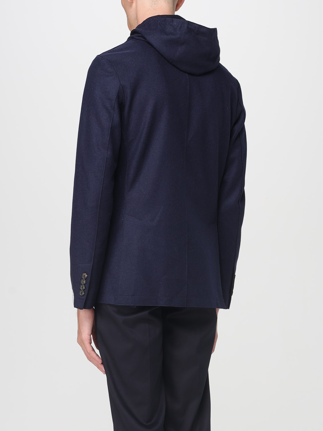 ELEVENTY GIACCA: Blazer con cappuccio Eleventy in misto lana , Blue - Img 2