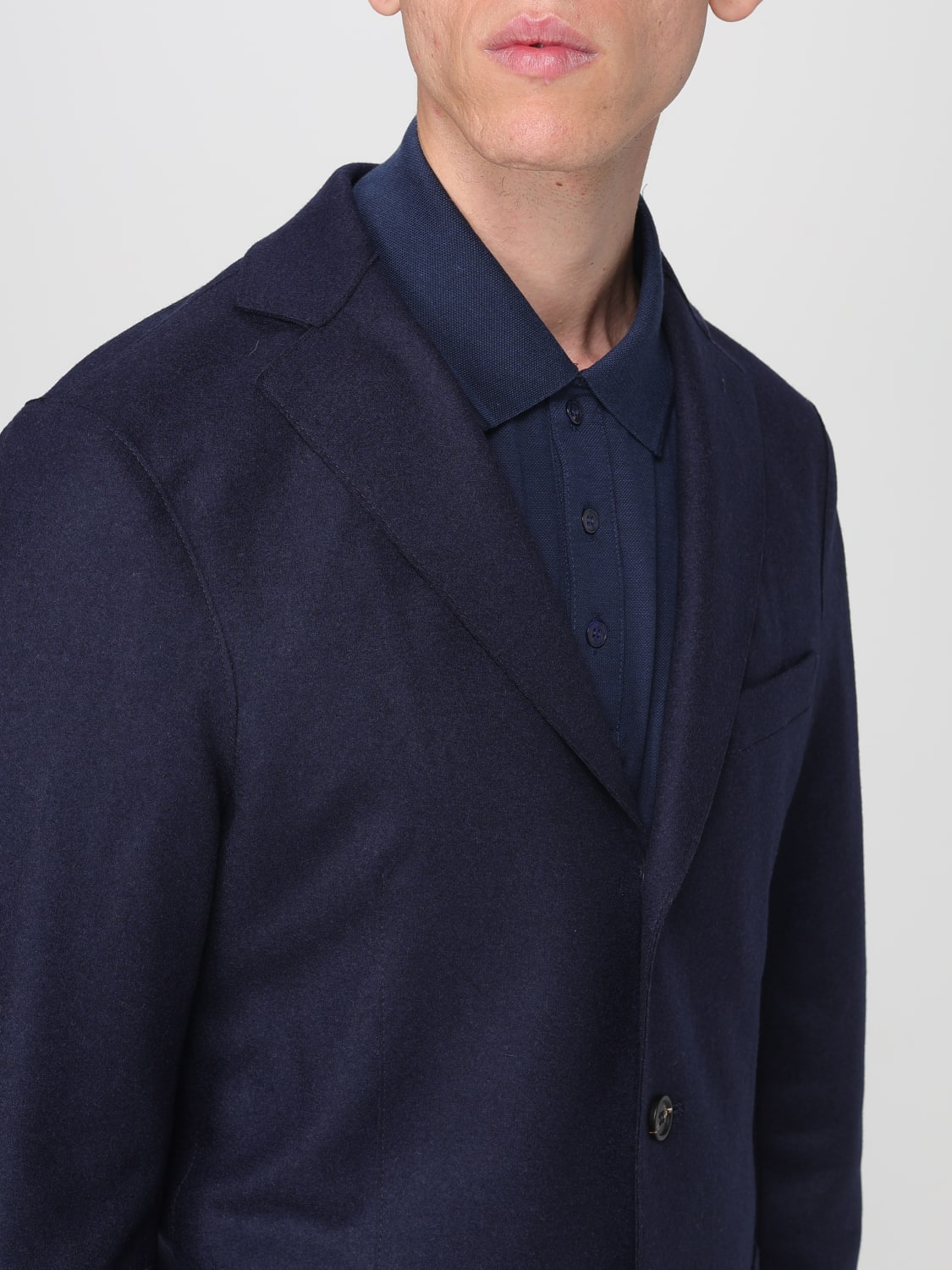 ELEVENTY GIACCA: Blazer con cappuccio Eleventy in misto lana , Blue - Img 4