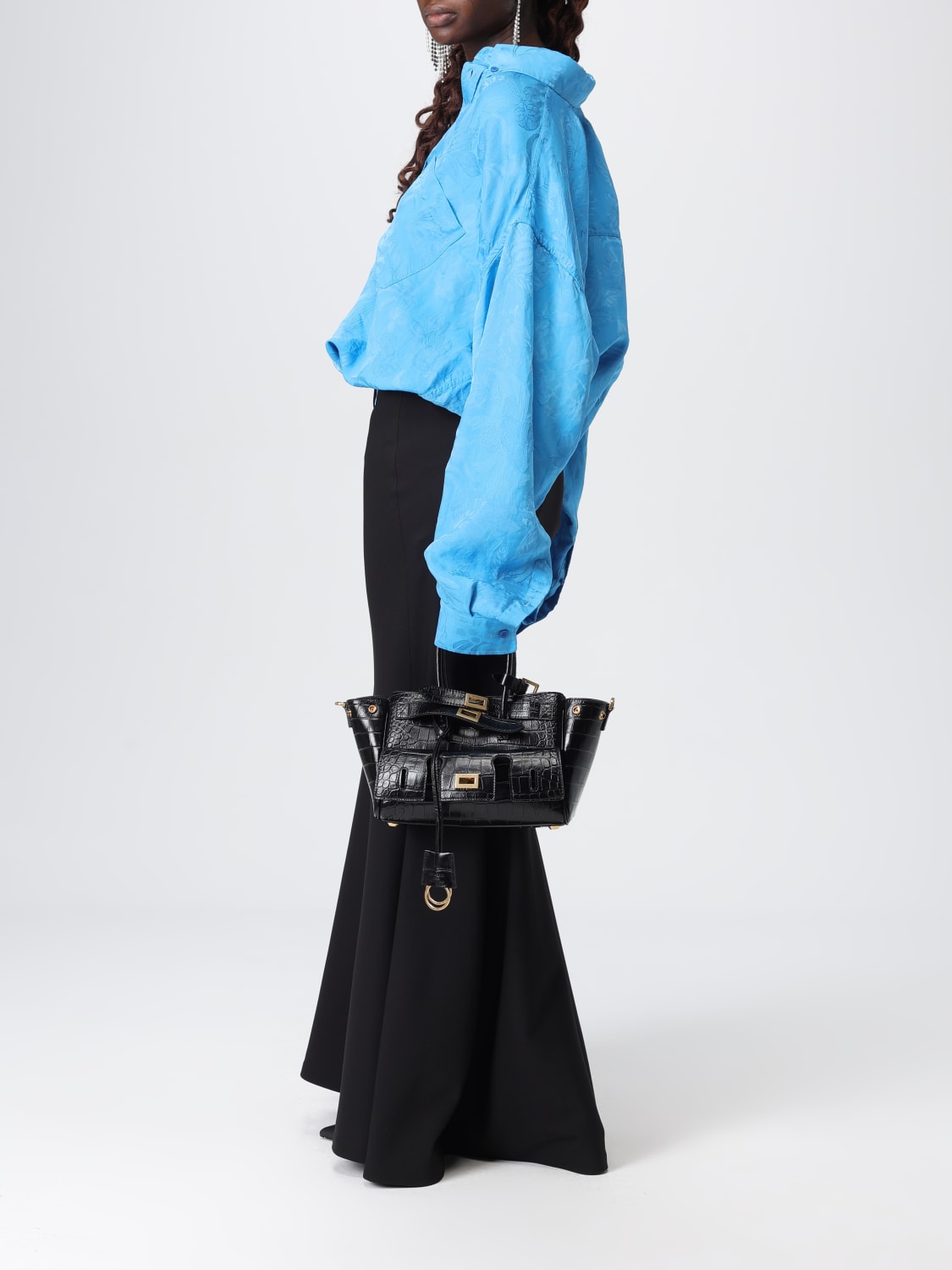 BALENCIAGA BORSA MINI: Borsa Carry All Bel Air Mini Balenciaga in pelle stampa cocco , Nero - Img 2