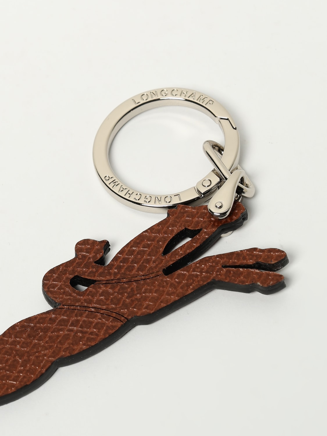 LONGCHAMP PORTACHIAVI: Portachiavi Longchamp in pelle a grana ed ottone , Marrone - Img 2