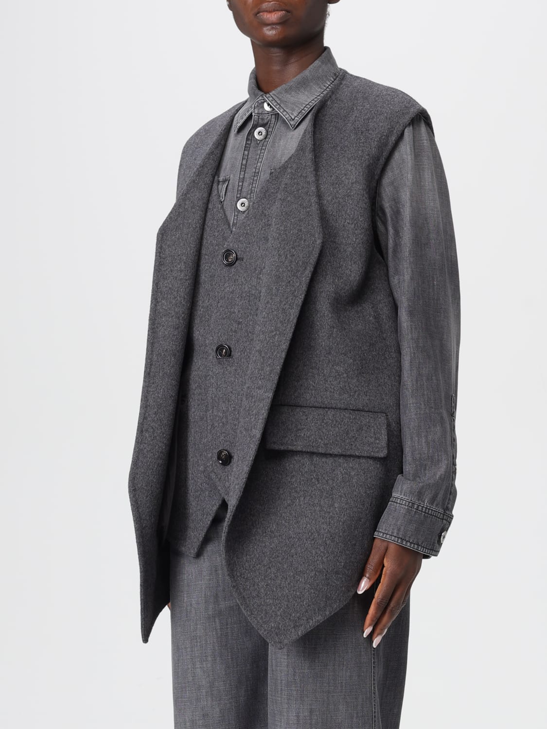 BOTTEGA VENETA GILET: Gilet femme Bottega Veneta, Gris - Img 4