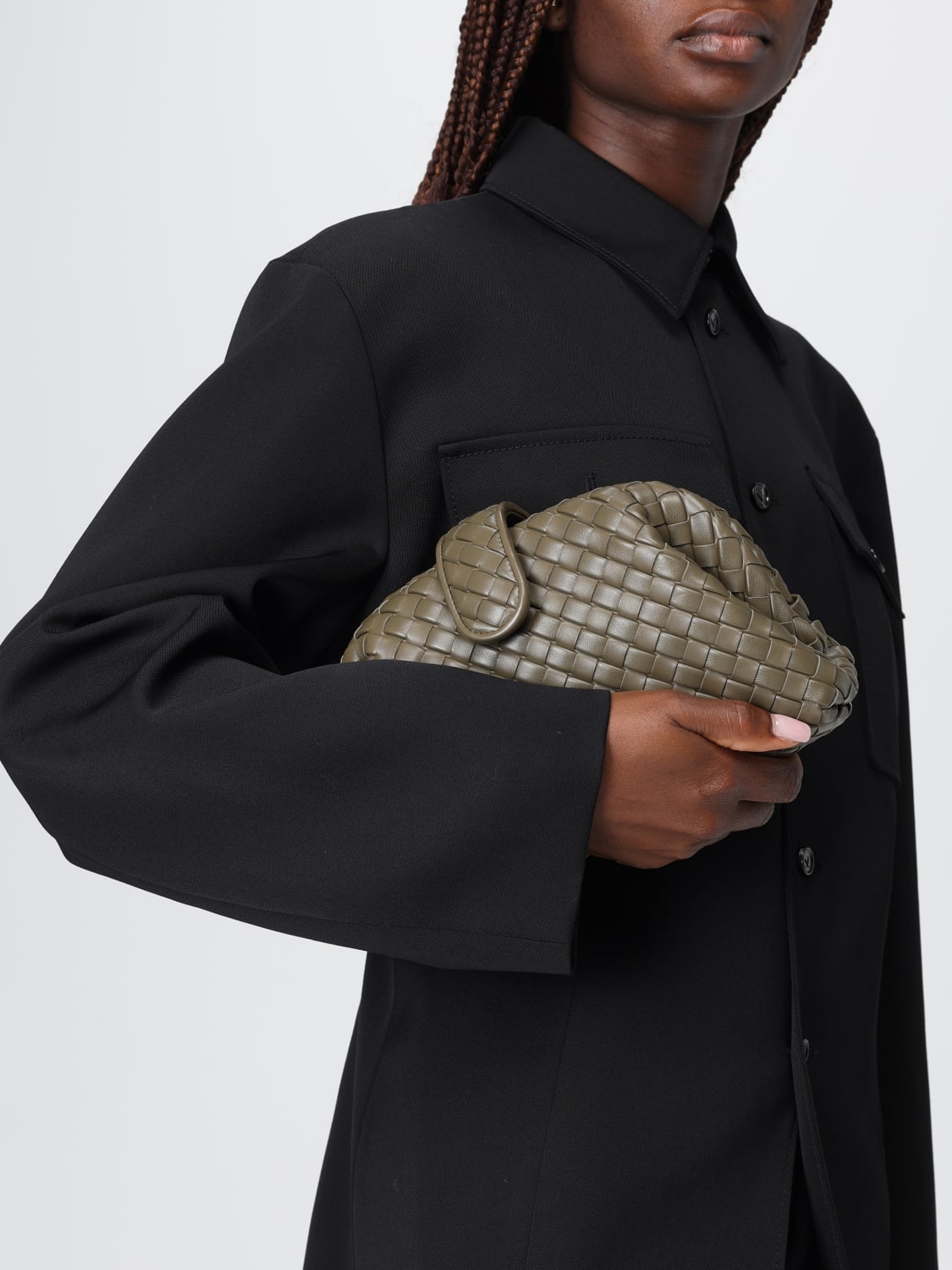 BOTTEGA VENETA CLUTCH: Shoulder bag woman Bottega Veneta, Grey - Img 2