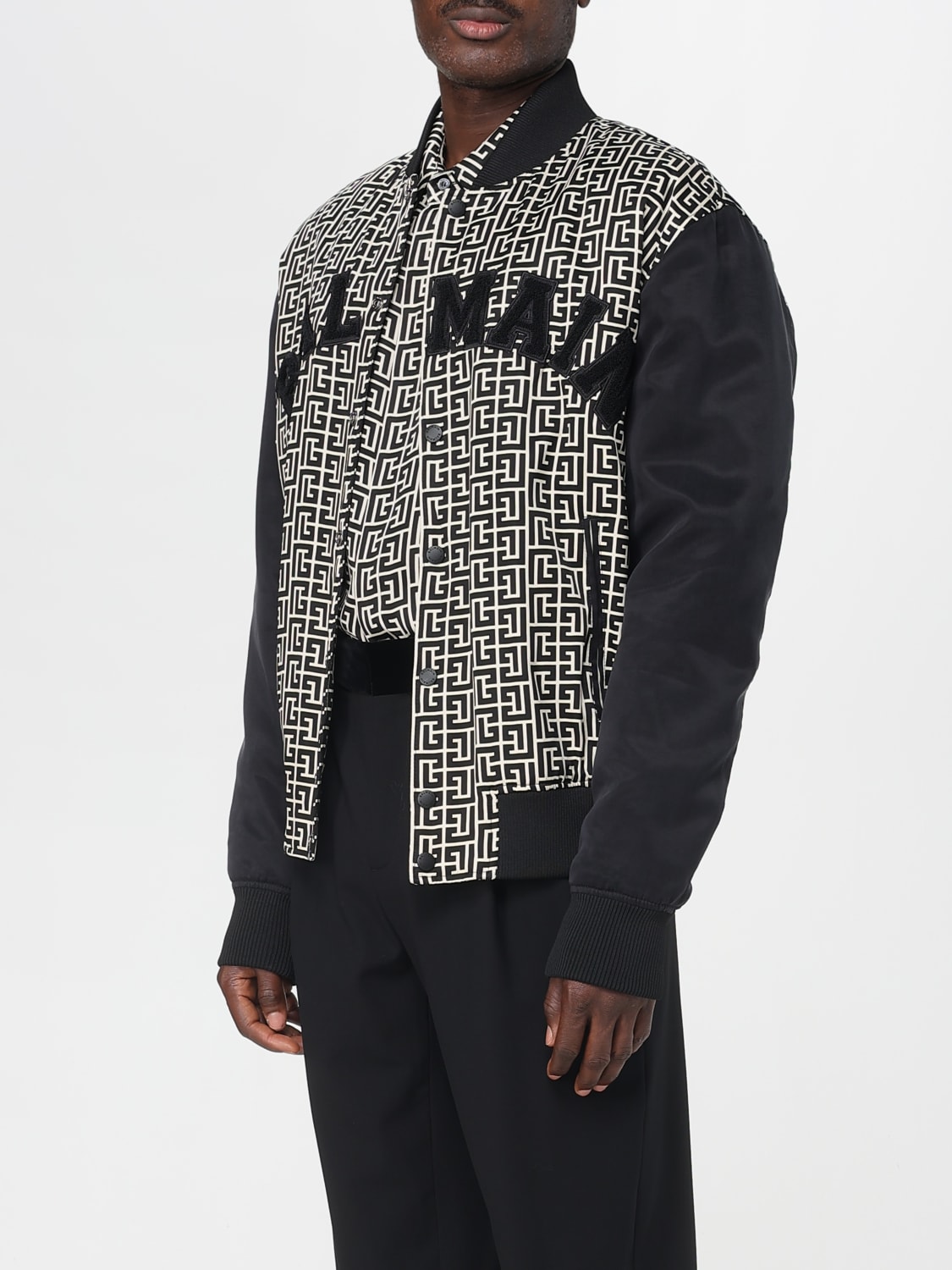 BALMAIN GIACCA: Bomber Varsity Monogram Balmain, Nero - Img 4