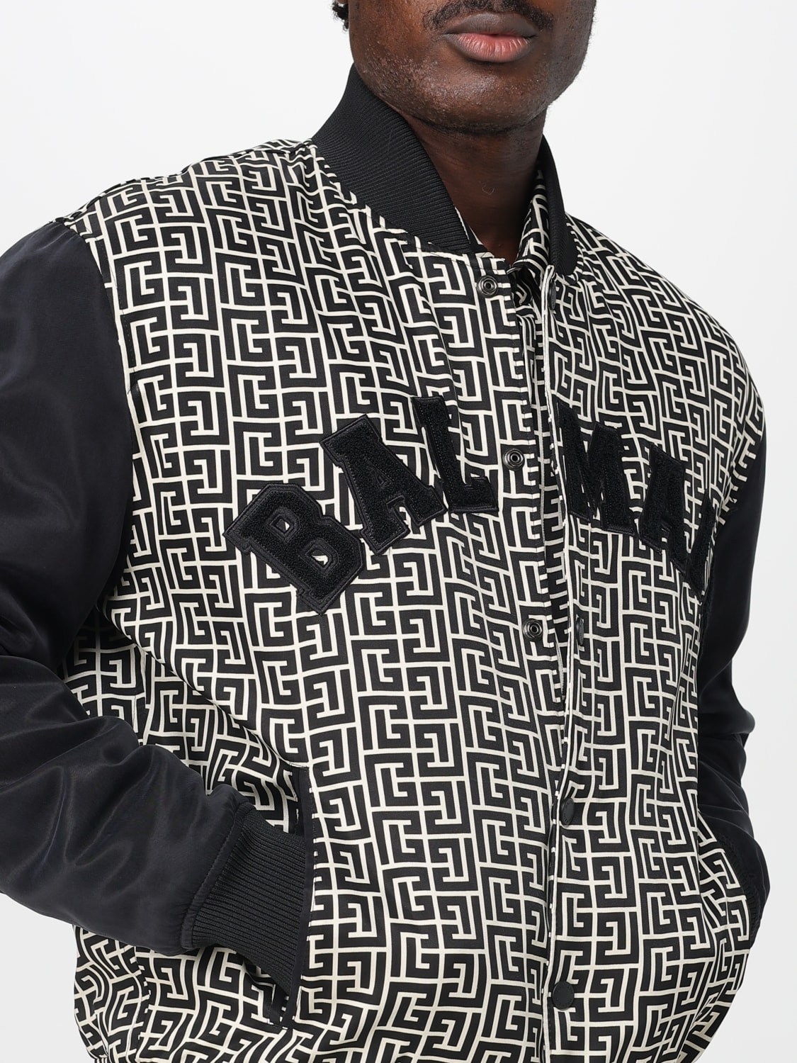 BALMAIN GIACCA: Bomber Varsity Monogram Balmain, Nero - Img 5
