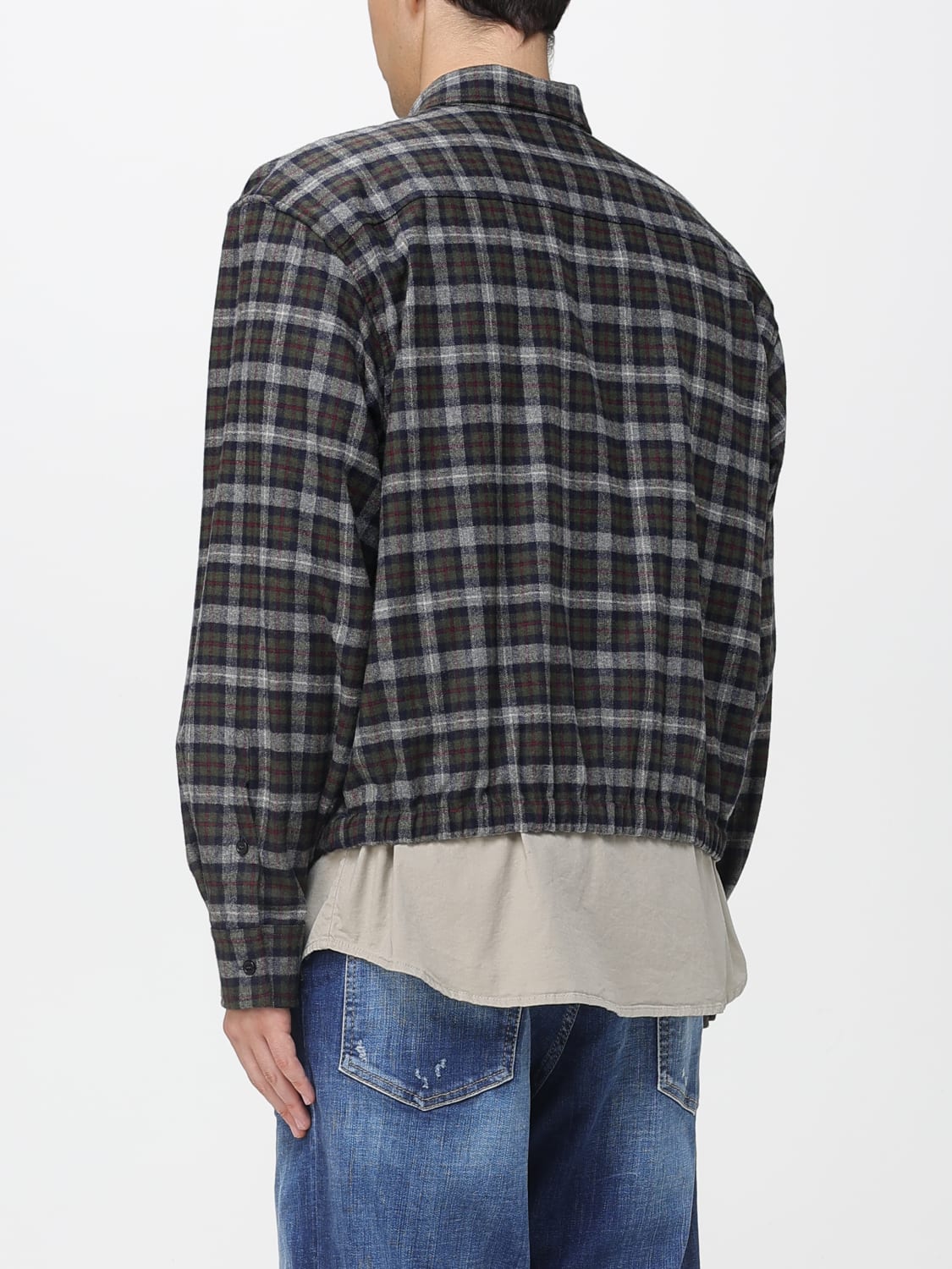 DSQUARED2 GIACCA: Overshirt Dsquared2 in misto lana check , Militare - Img 3