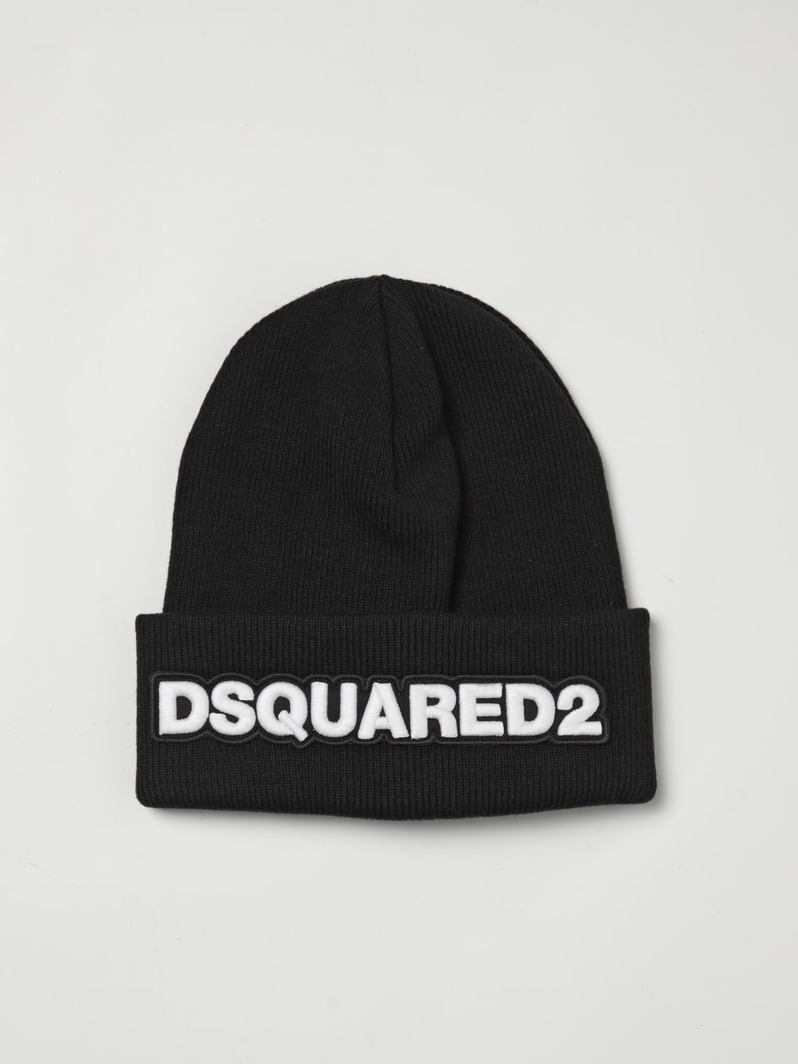 DSQUARED2 CAPPELLO: Cappello Dsquared2 in lana con patch logo , Nero - Img 1