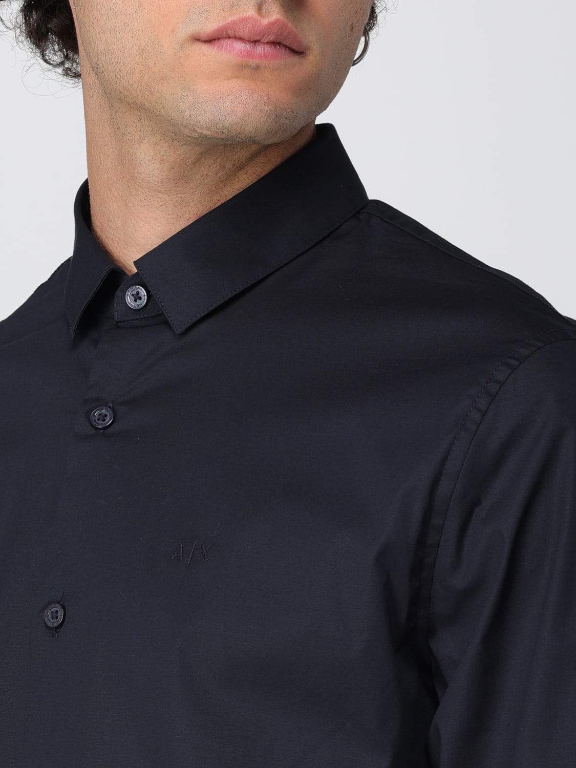 ARMANI EXCHANGE 衬衫: 衬衫 男士 Armani Exchange, 海军蓝 - Img 3