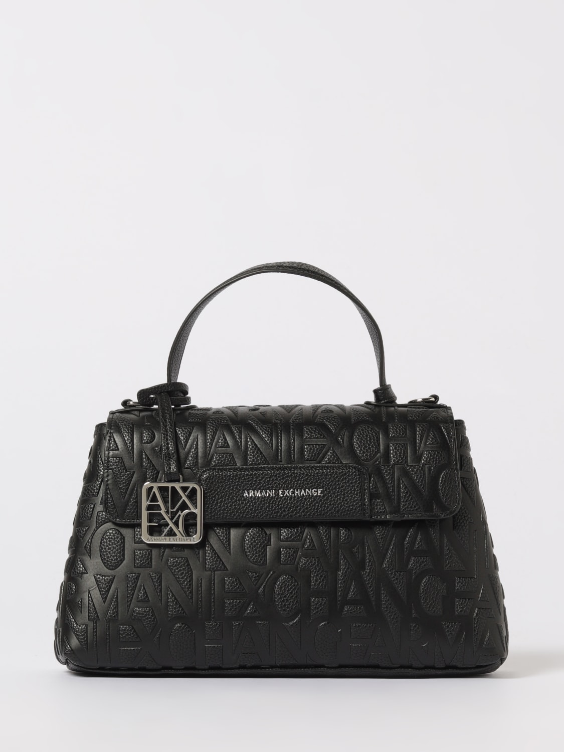 ARMANI EXCHANGE BORSA A MANO: Borsa a mano in pelle sintetica logata Armani Exchange, Nero - Img 1