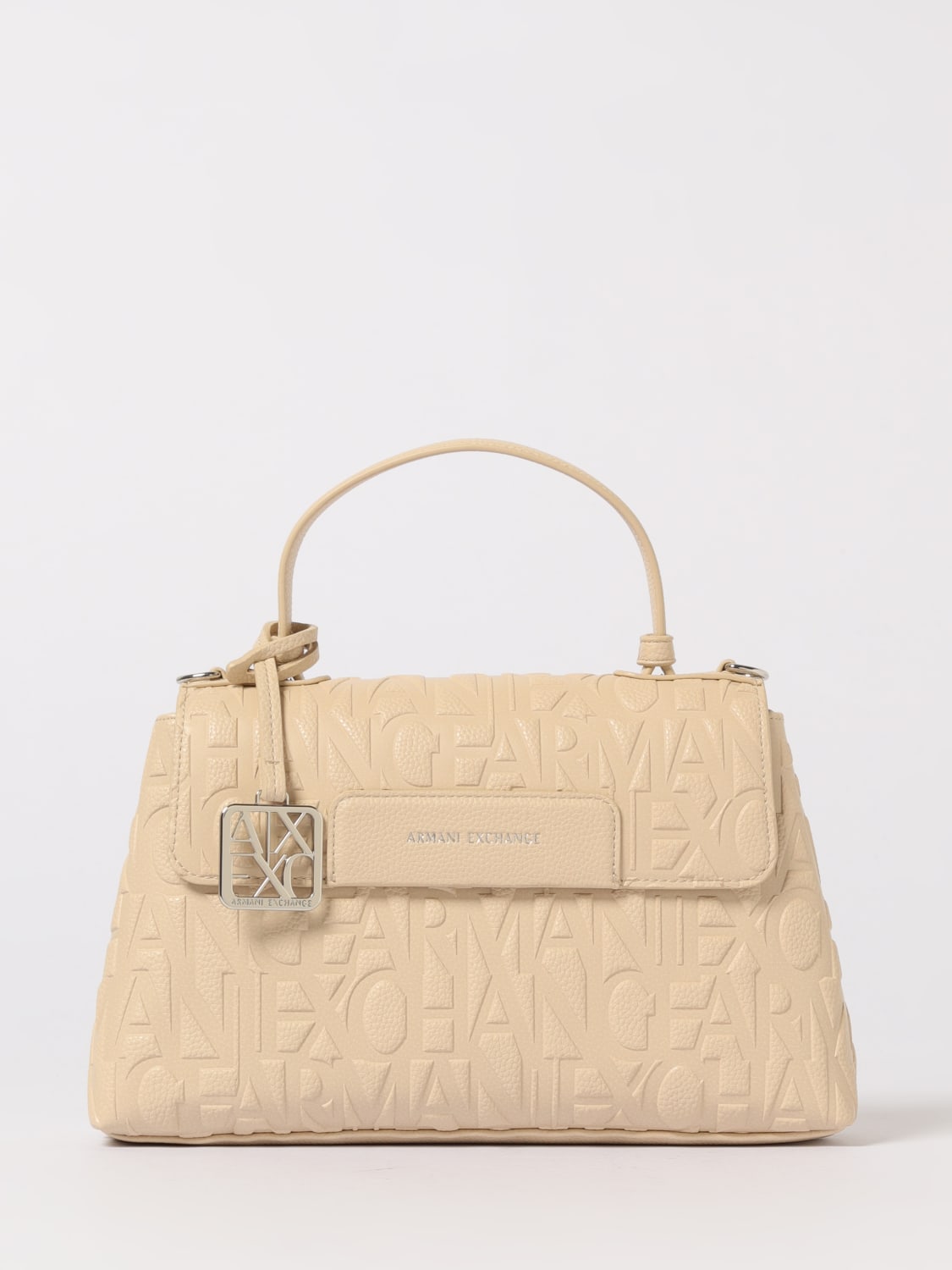ARMANI EXCHANGE BORSA A MANO: Borsa a mano in pelle sintetica logata Armani Exchange, Panna - Img 1