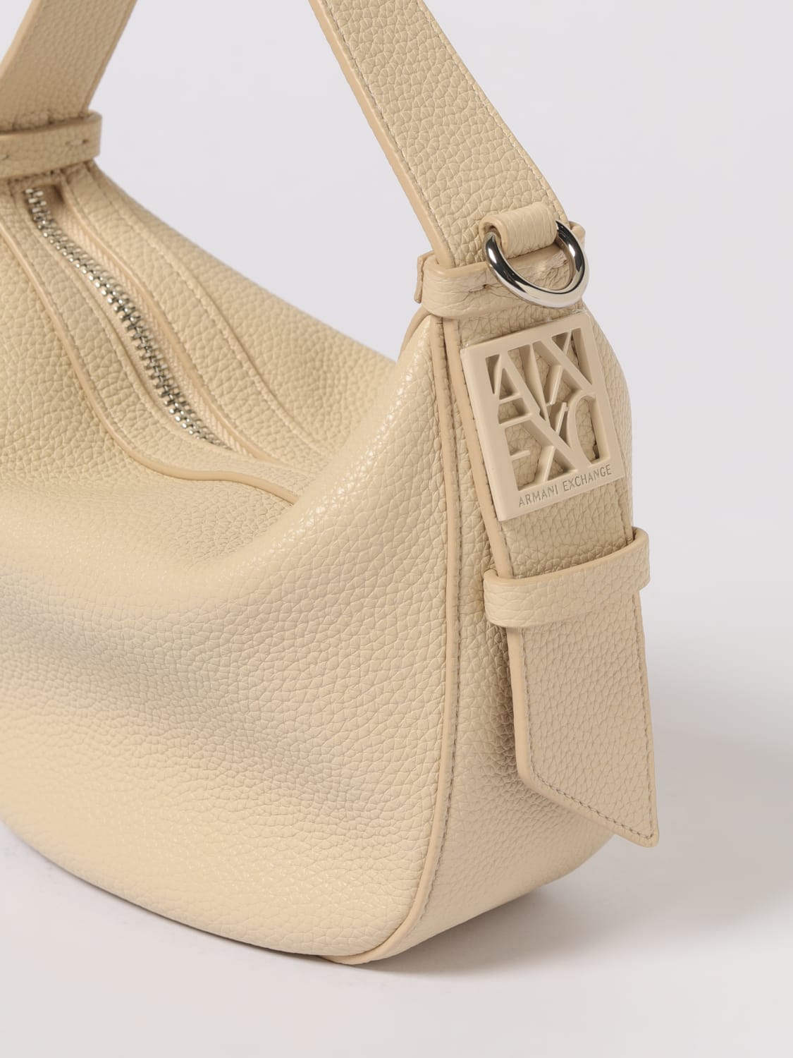 ARMANI EXCHANGE BORSA A MANO: Borsa Hobo in pelle sintetica a grana Armani Exchange, Panna - Img 3