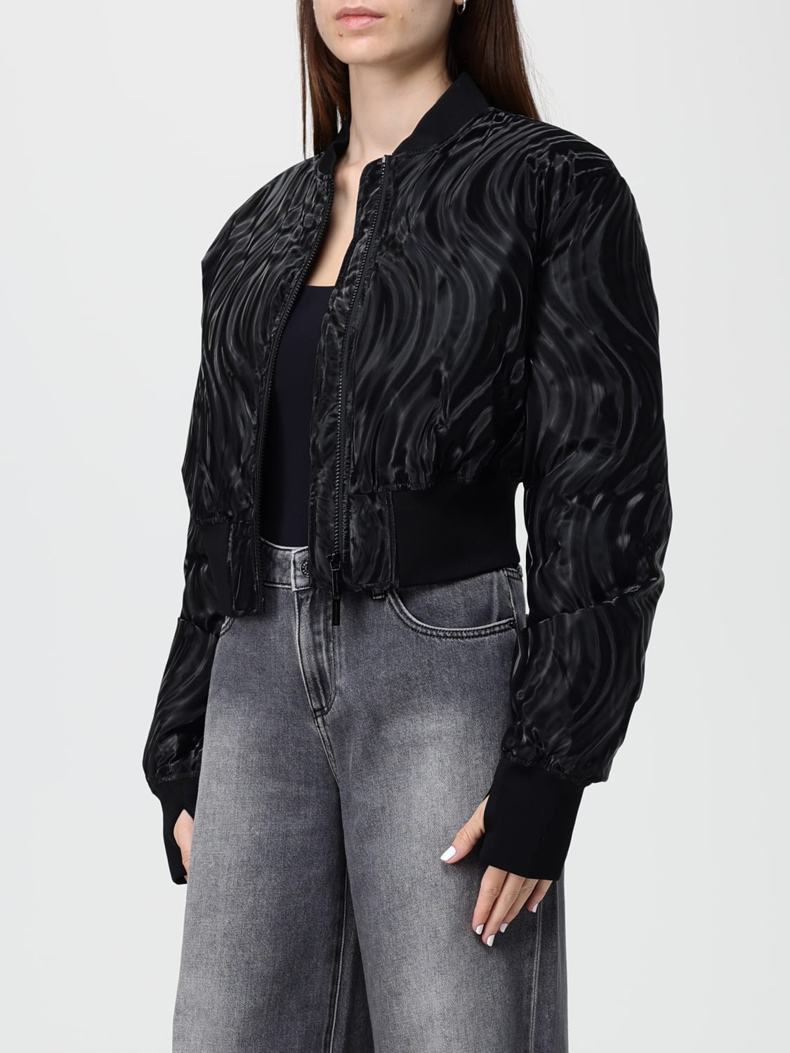 ARMANI EXCHANGE GIACCA: Bomber Armani Exchange in nylon stampato , Nero - Img 3