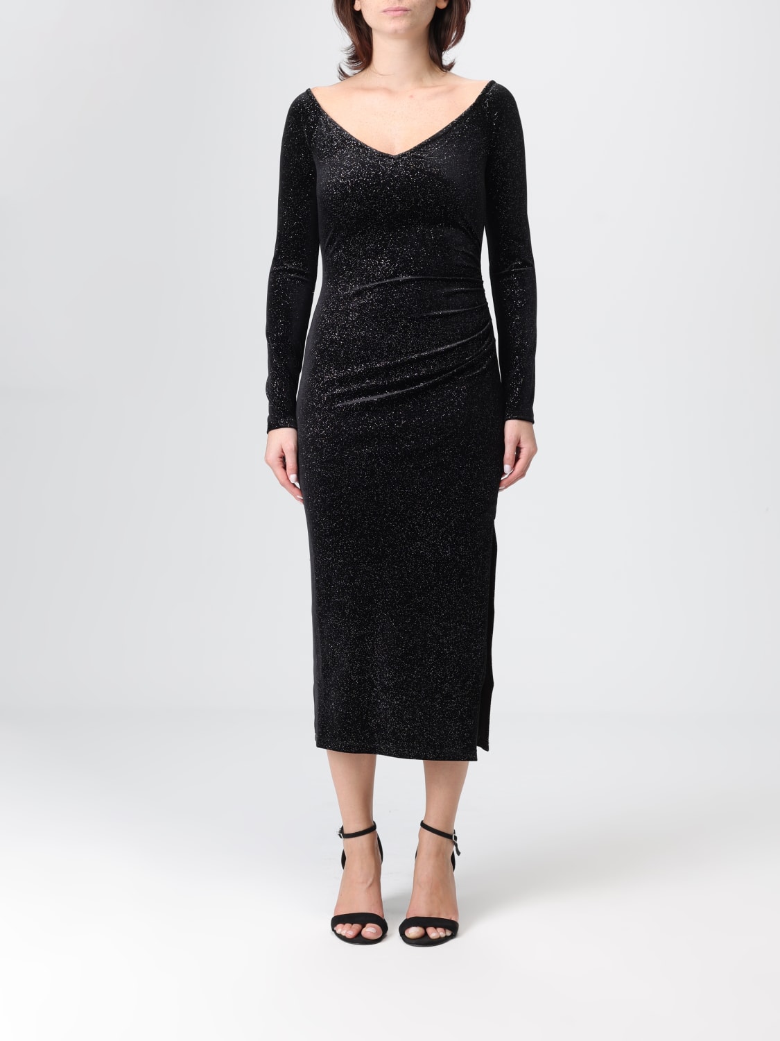 ARMANI EXCHANGE ABITO: Abito midi Armani Exchange in ciniglia lurex , Nero - Img 1