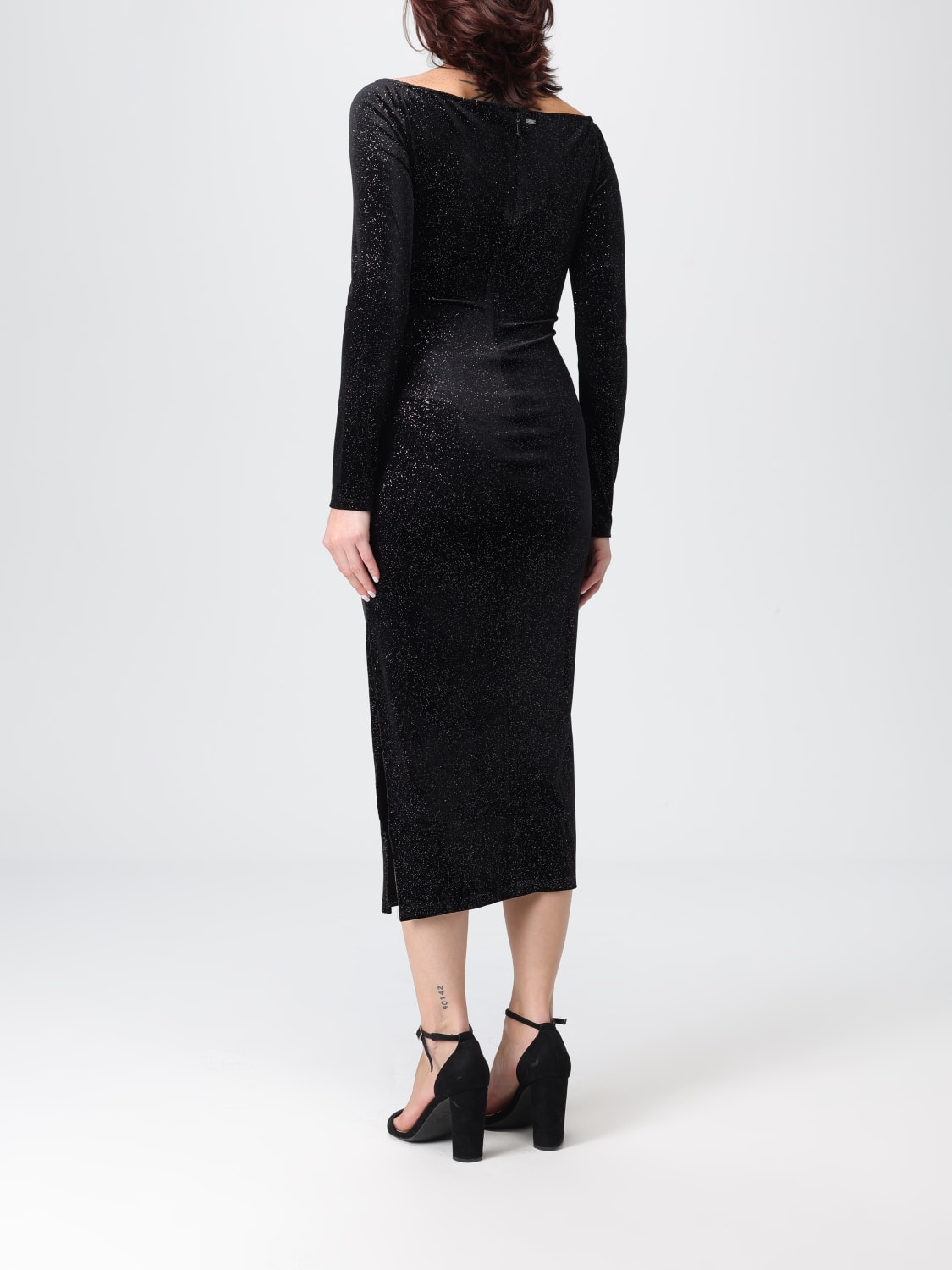 ARMANI EXCHANGE ABITO: Abito midi Armani Exchange in ciniglia lurex , Nero - Img 2