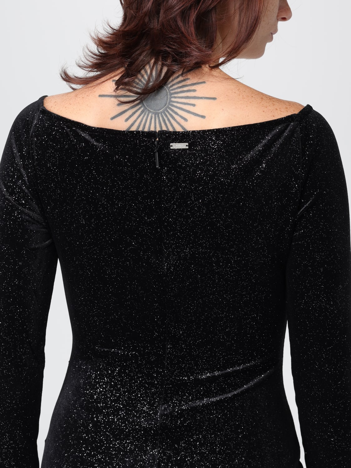 ARMANI EXCHANGE ABITO: Abito midi Armani Exchange in ciniglia lurex , Nero - Img 3