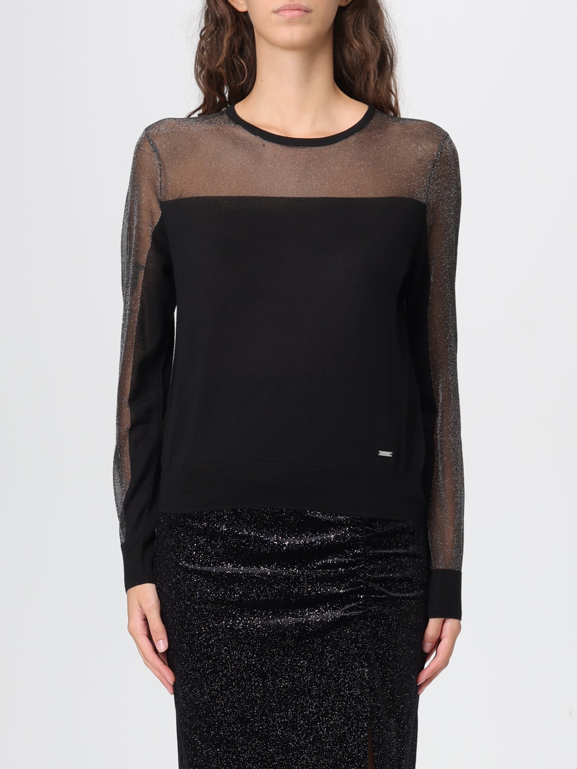 ARMANI EXCHANGE MAGLIA: Maglia in lana vergine lurex Armani Exchange, Nero - Img 1