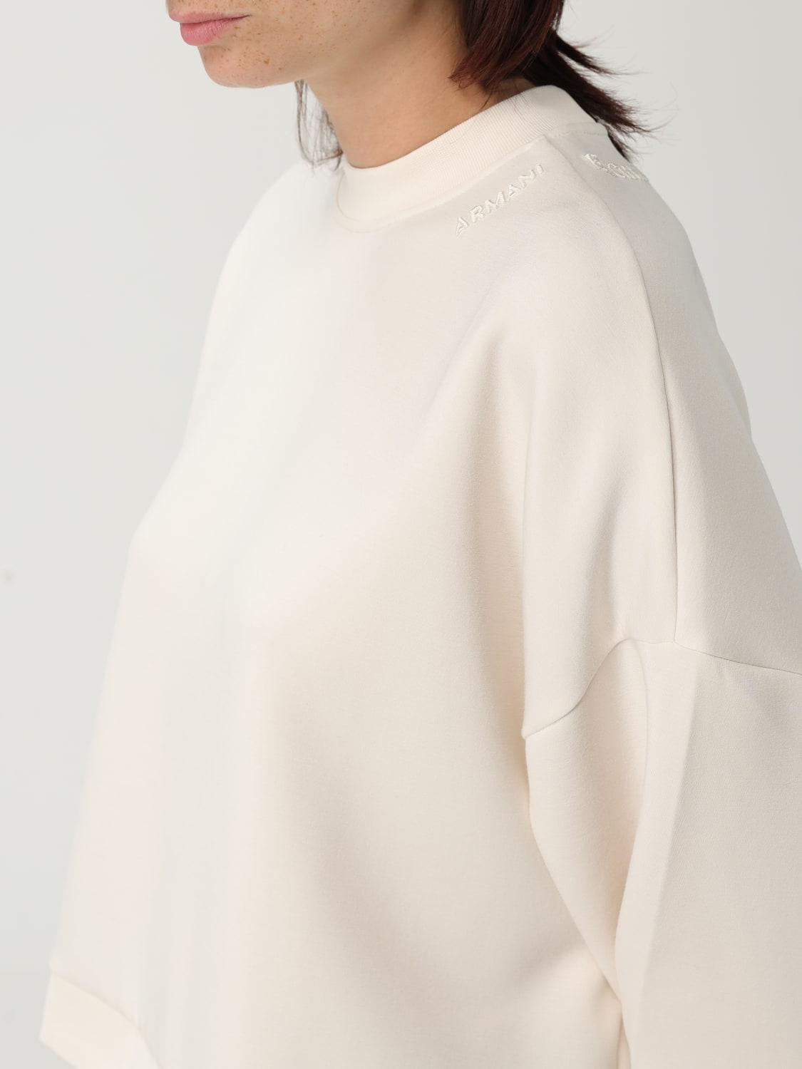 ARMANI EXCHANGE FELPA: Felpa a girocollo in misto viscosa Armani Exchange, Panna - Img 3