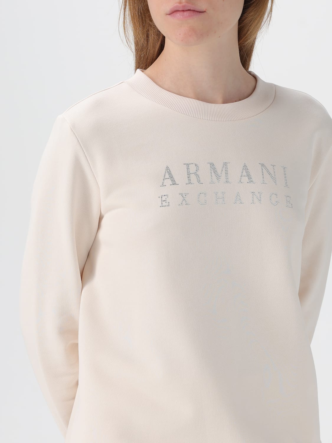 ARMANI EXCHANGE FELPA: Felpa Armani Exchange in cotone , Panna - Img 3