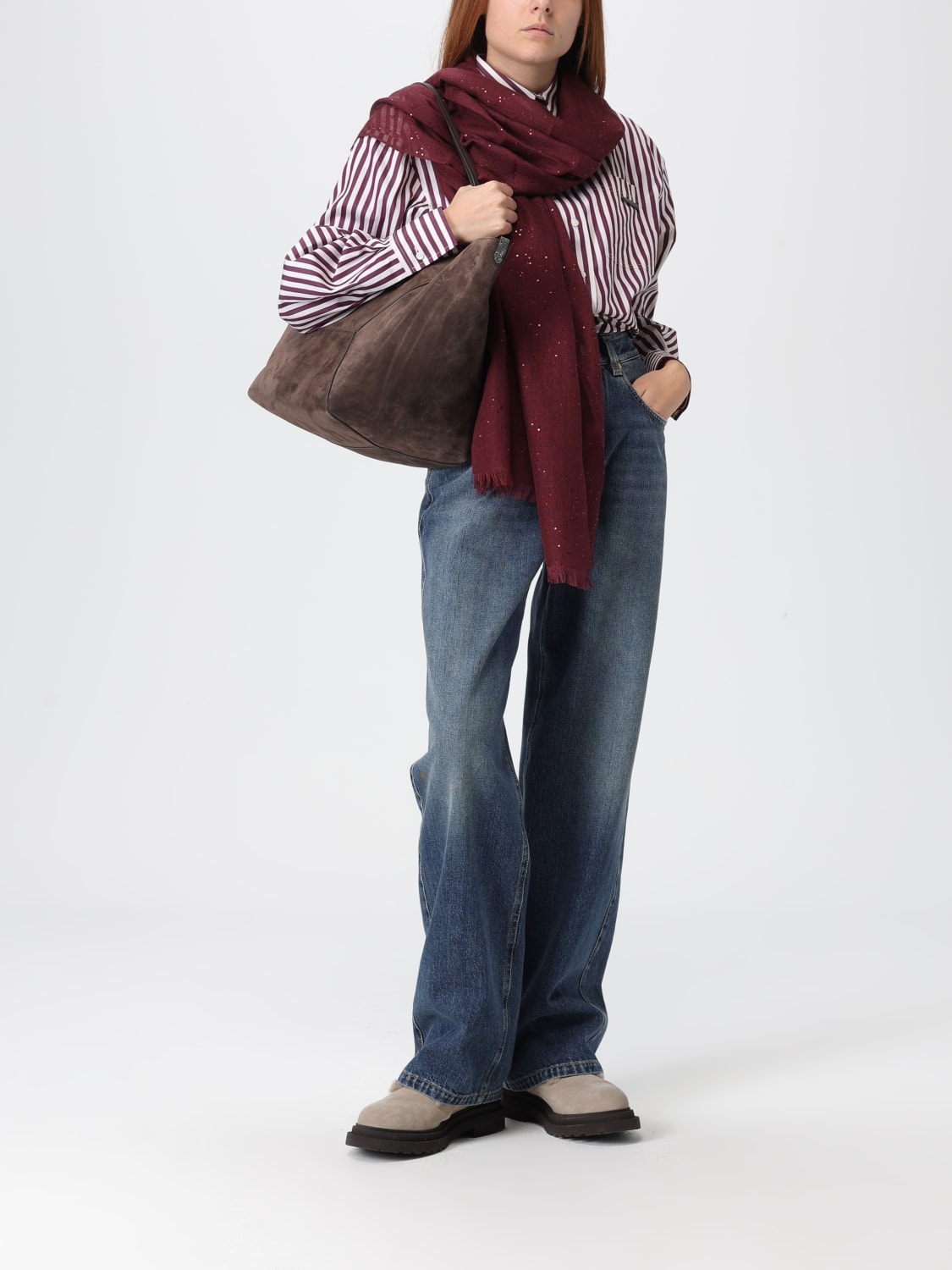 BRUNELLO CUCINELLI SAC PORTÉ ÉPAULE: Sac porté épaule femme Brunello Cucinelli, Brun - Img 2