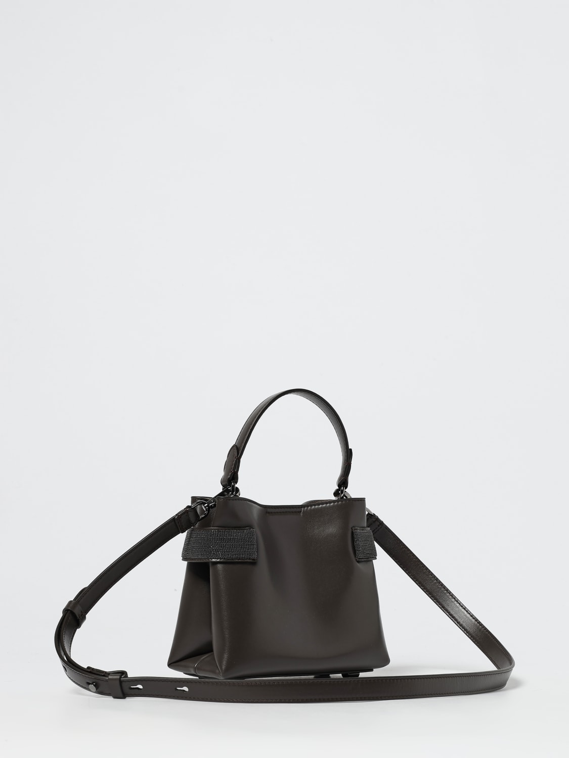 BRUNELLO CUCINELLI MINI SAC: Sac porté épaule femme Brunello Cucinelli, Brun - Img 3